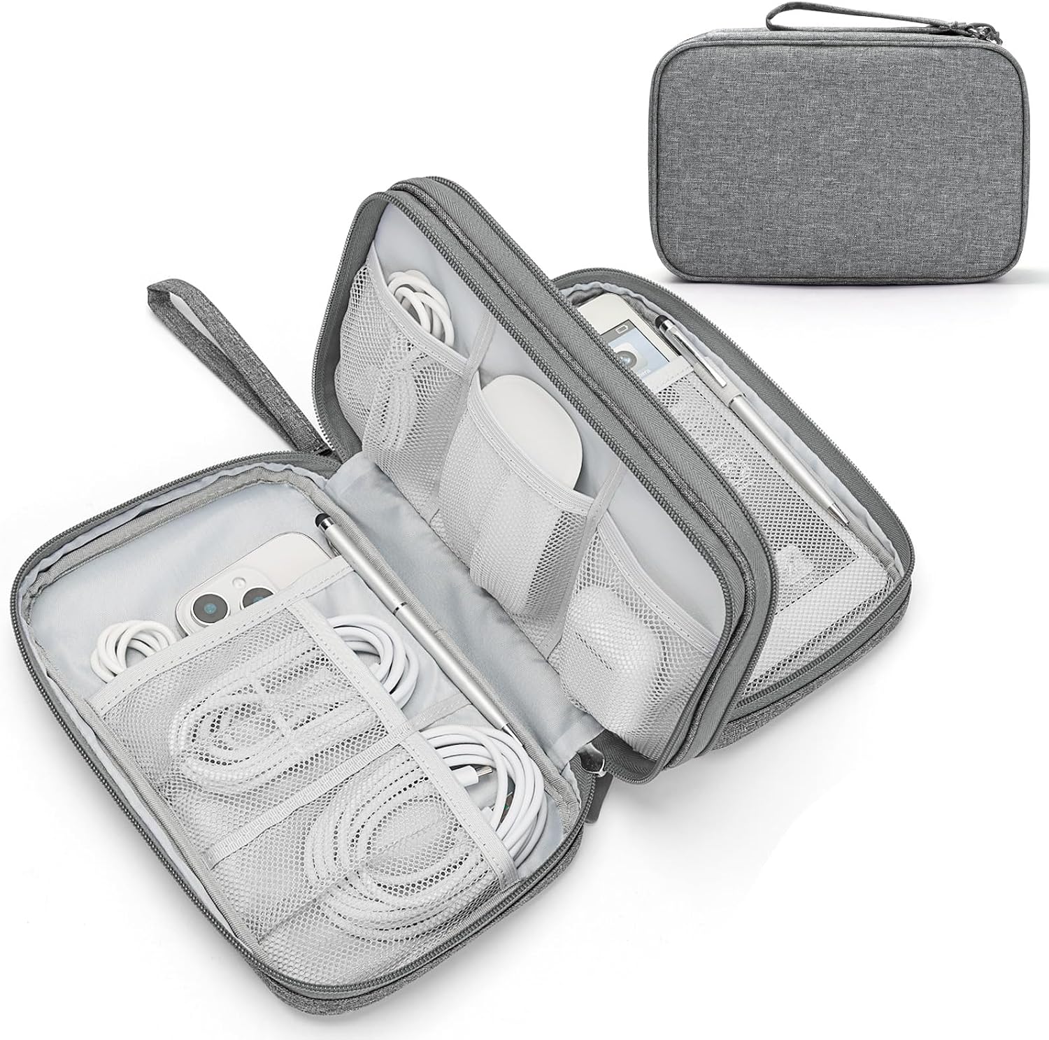 FYY Electronic Organizer, Travel Tech Pouch Bag, Cable Organizer Black | Wrist Strap, Waterproof,