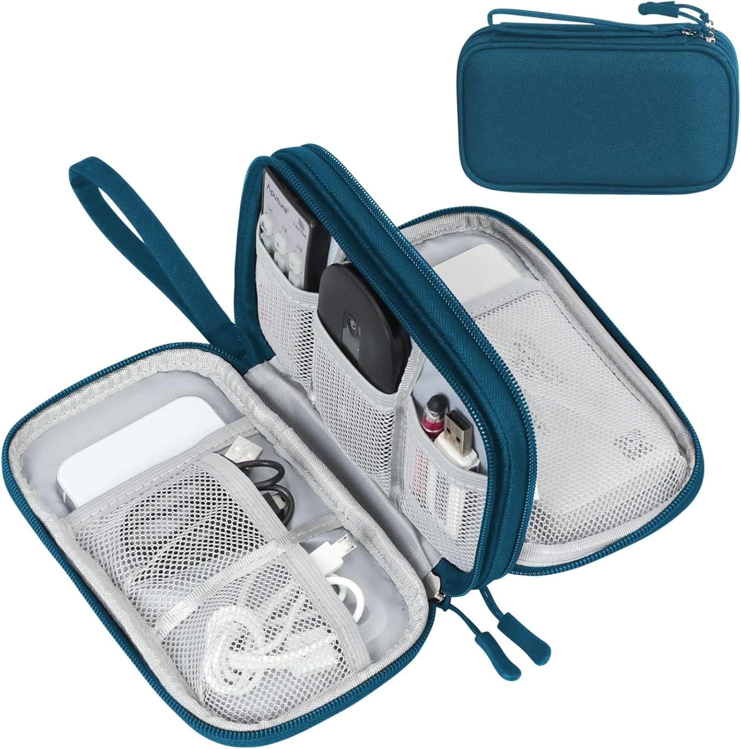 FYY Electronic Organizer, Travel Tech Pouch Bag, Cable Organizer Black | Wrist Strap, Waterproof,