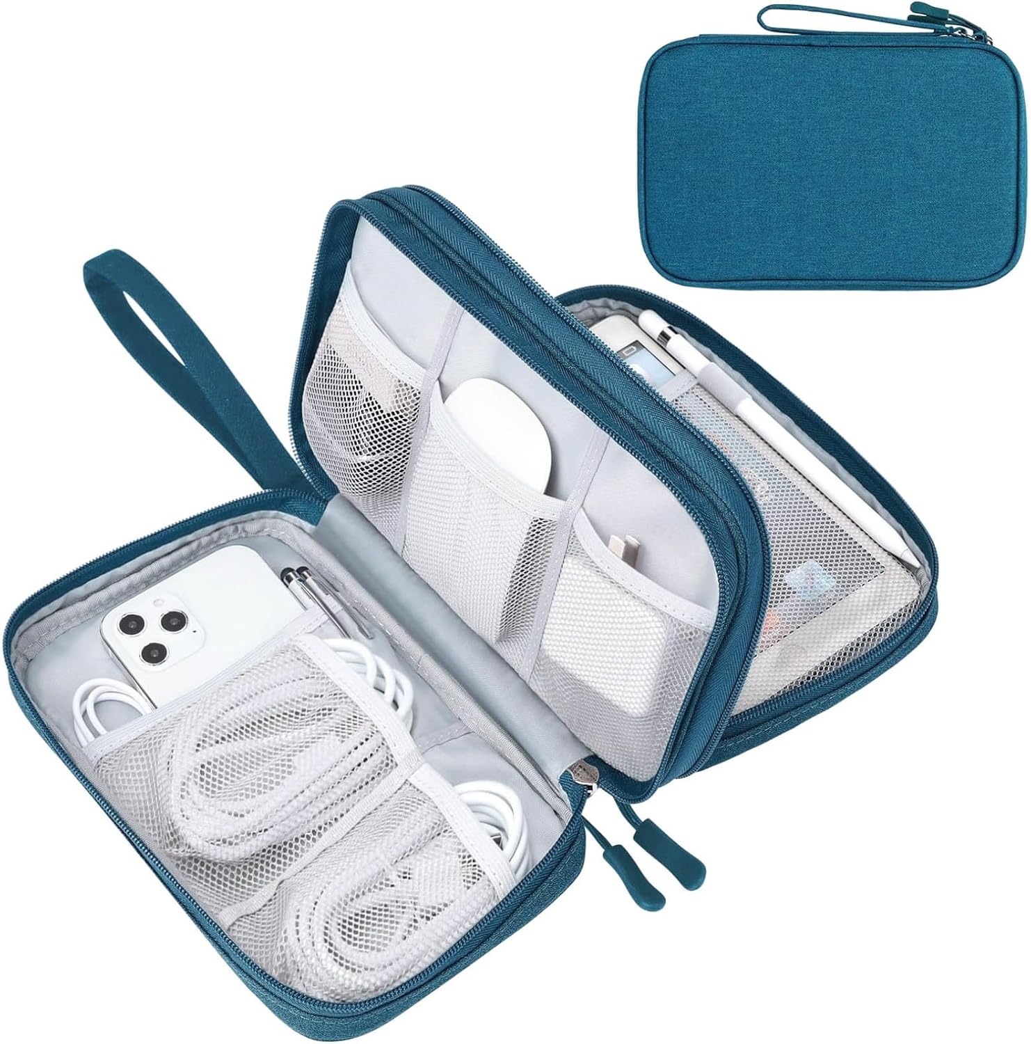 FYY Electronic Organizer, Travel Tech Pouch Bag, Cable Organizer Black | Wrist Strap, Waterproof,