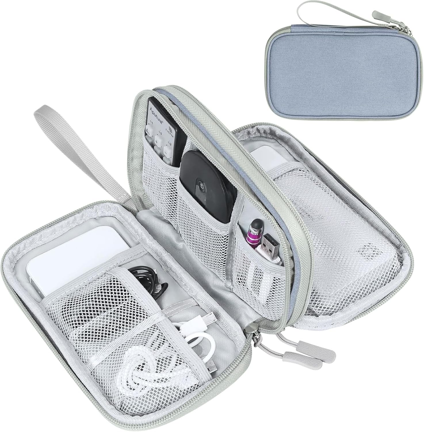 FYY Electronic Organizer, Travel Tech Pouch Bag, Cable Organizer Black | Wrist Strap, Waterproof,