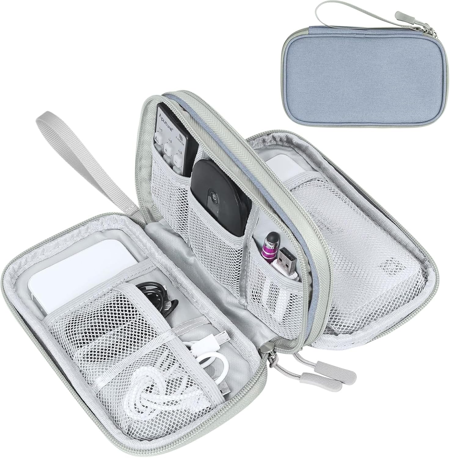 FYY Electronic Organizer, Travel Tech Pouch Bag, Cable Organizer Black | Wrist Strap, Waterproof,