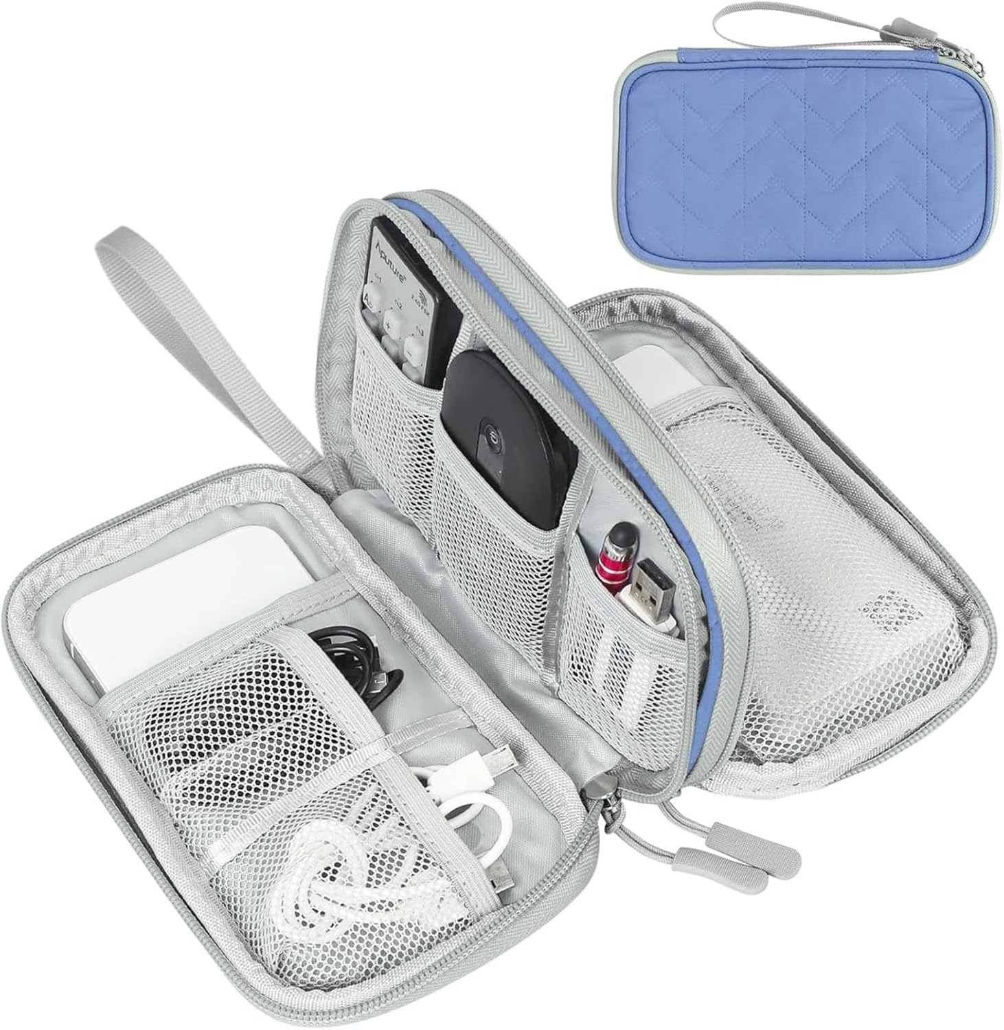 FYY Electronic Organizer, Travel Tech Pouch Bag, Cable Organizer Black | Wrist Strap, Waterproof,