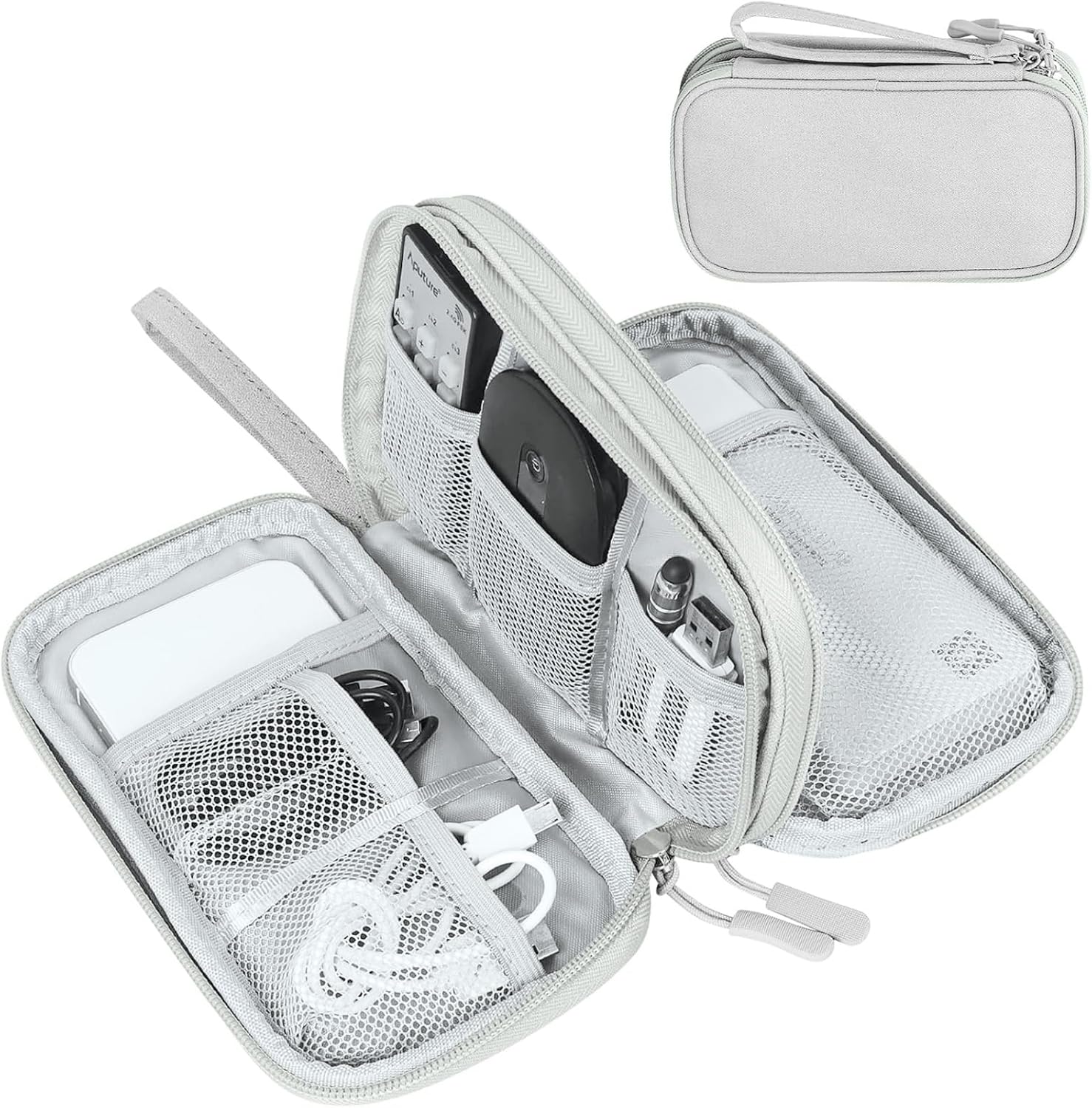 FYY Electronic Organizer, Travel Tech Pouch Bag, Cable Organizer Black | Wrist Strap, Waterproof,