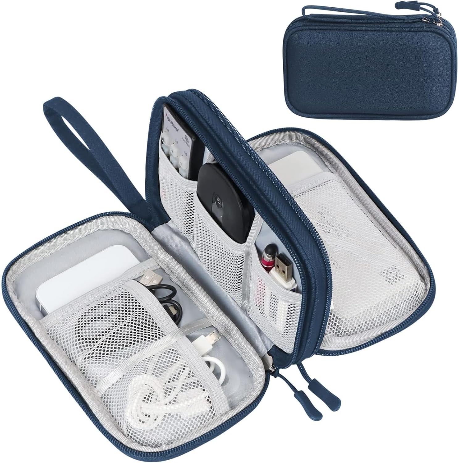 FYY Electronic Organizer, Travel Tech Pouch Bag, Cable Organizer Black | Wrist Strap, Waterproof,
