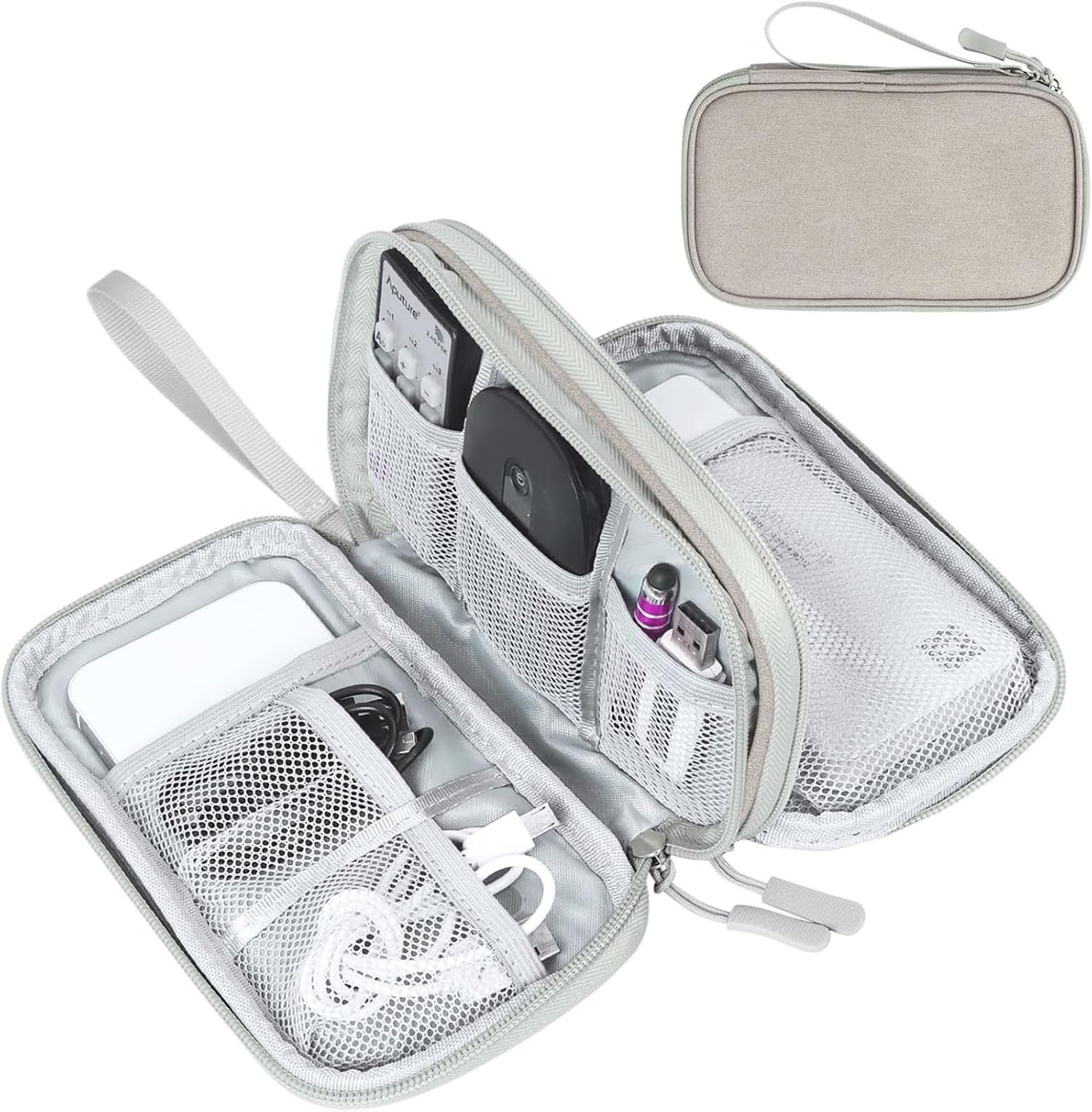 FYY Electronic Organizer, Travel Tech Pouch Bag, Cable Organizer Black | Wrist Strap, Waterproof,