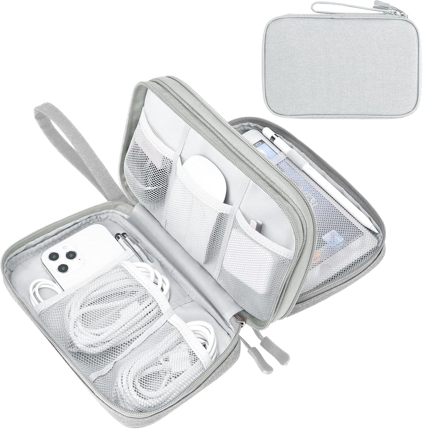 FYY Electronic Organizer, Travel Tech Pouch Bag, Cable Organizer Black | Wrist Strap, Waterproof,