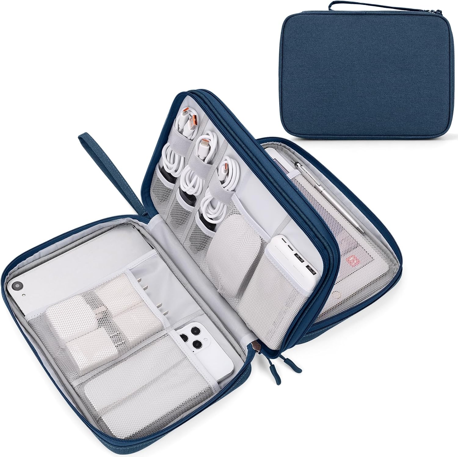 FYY Electronic Organizer, Travel Tech Pouch Bag, Cable Organizer Black | Wrist Strap, Waterproof,