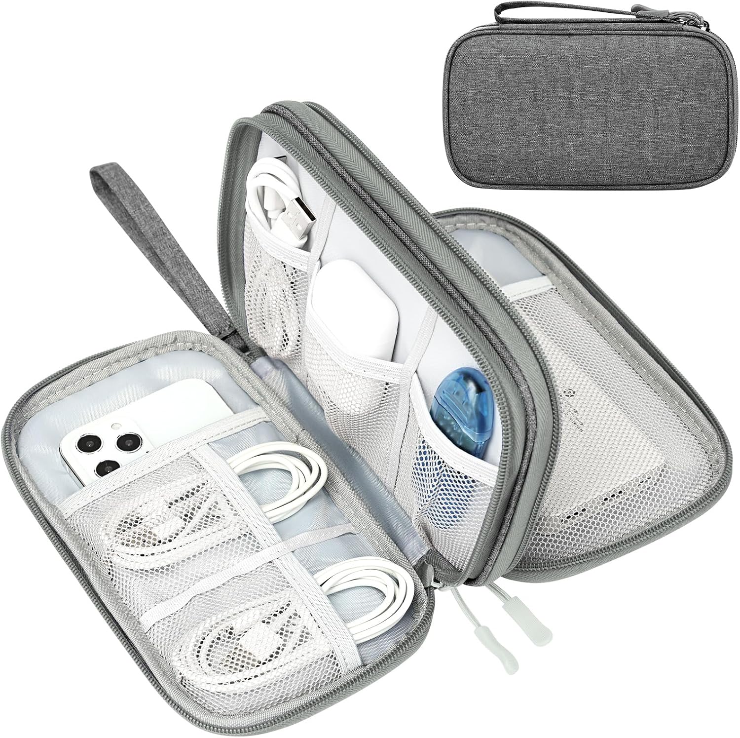 FYY Electronic Organizer, Travel Tech Pouch Bag, Cable Organizer Black | Wrist Strap, Waterproof,