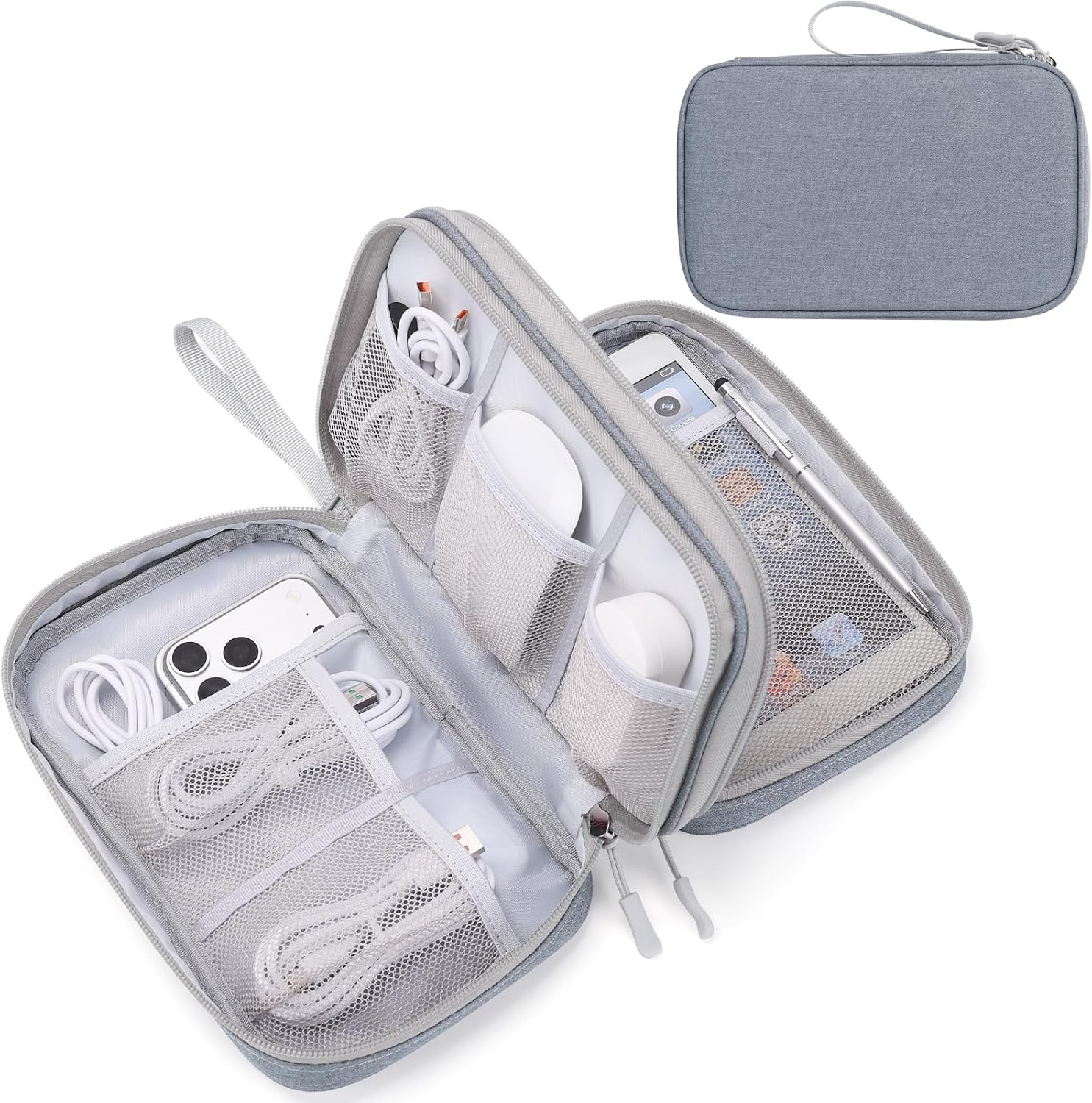 FYY Electronic Organizer, Travel Tech Pouch Bag, Cable Organizer Black | Wrist Strap, Waterproof,