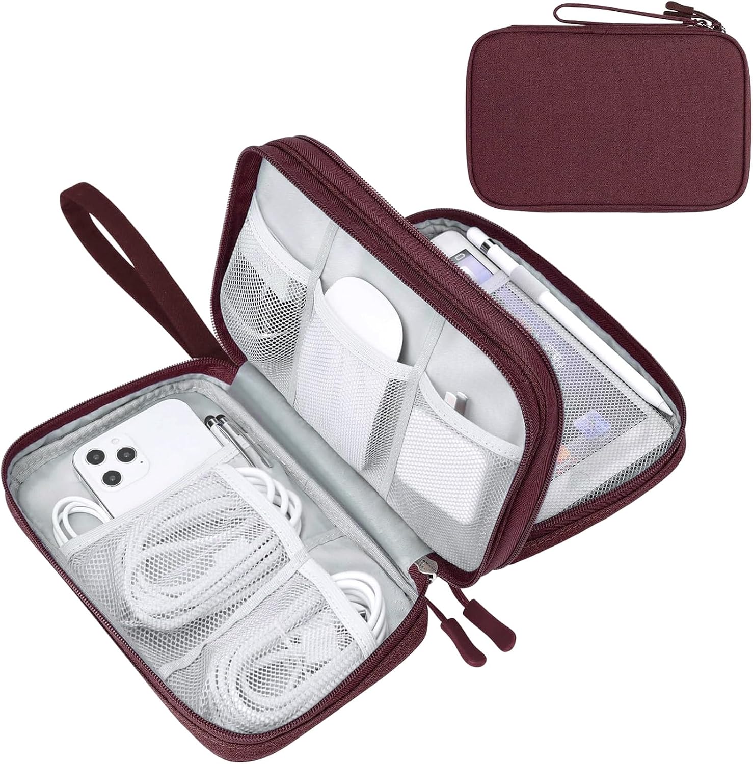 FYY Electronic Organizer, Travel Tech Pouch Bag, Cable Organizer Black | Wrist Strap, Waterproof,