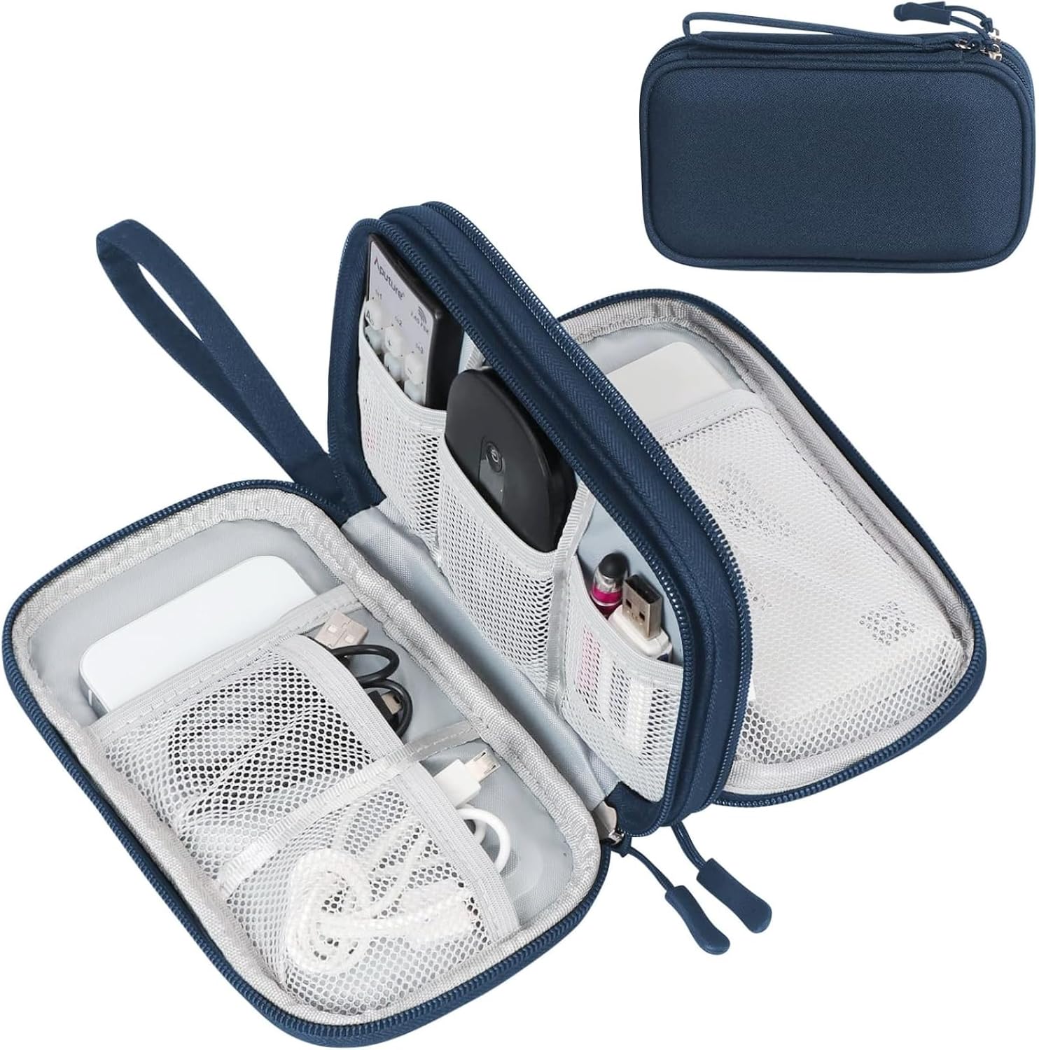 FYY Electronic Organizer, Travel Tech Pouch Bag, Cable Organizer Black | Wrist Strap, Waterproof,