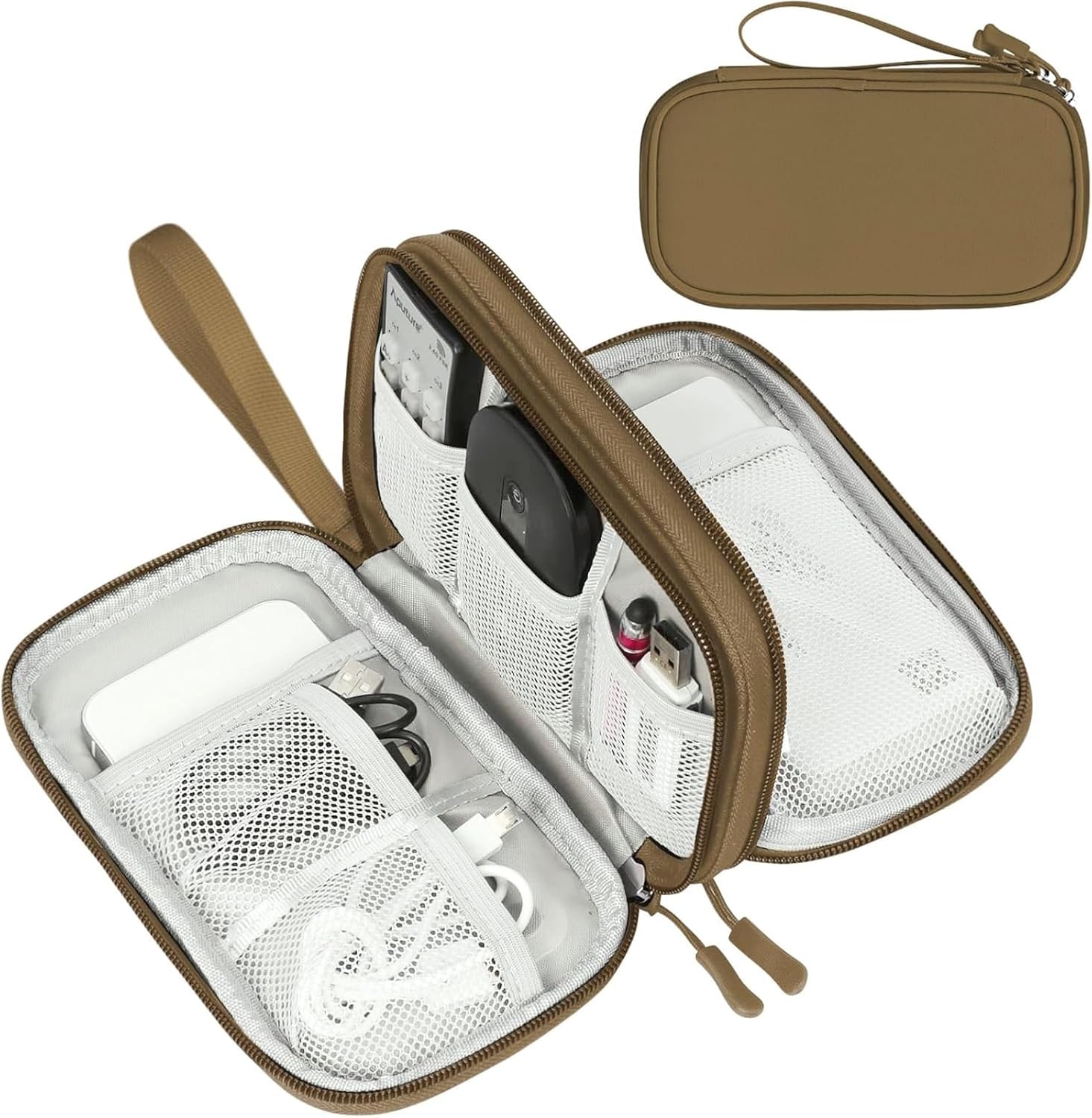 FYY Electronic Organizer, Travel Tech Pouch Bag, Cable Organizer Black | Wrist Strap, Waterproof,