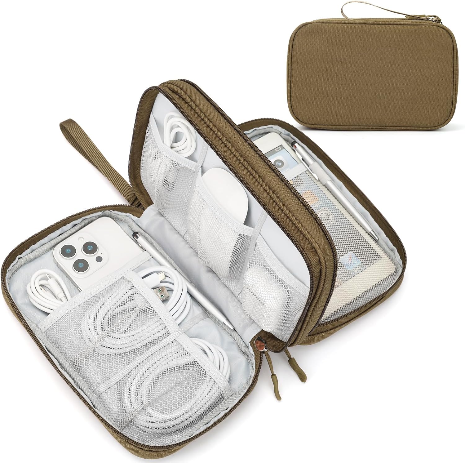 FYY Electronic Organizer, Travel Tech Pouch Bag, Cable Organizer Black | Wrist Strap, Waterproof,