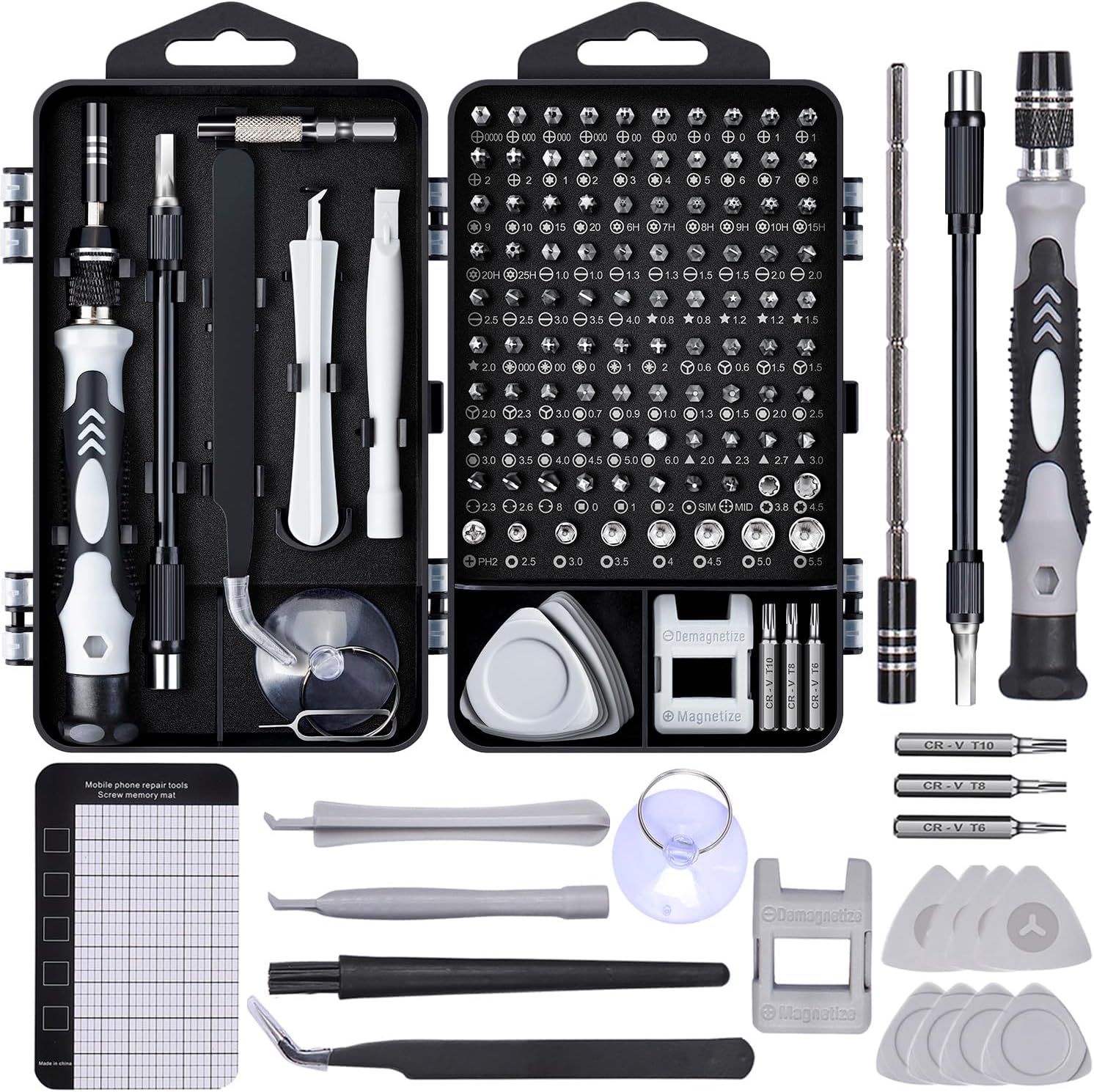 SHOWPIN Precision Computer Screwdriver Kit: 122PCS Laptop Screwdriver Sets | 101 Magnetic Drill Bits, Computer Accessories, Electronics Tool Kit Compatible for Tablet, PC, iPhone, PS4 Repair
