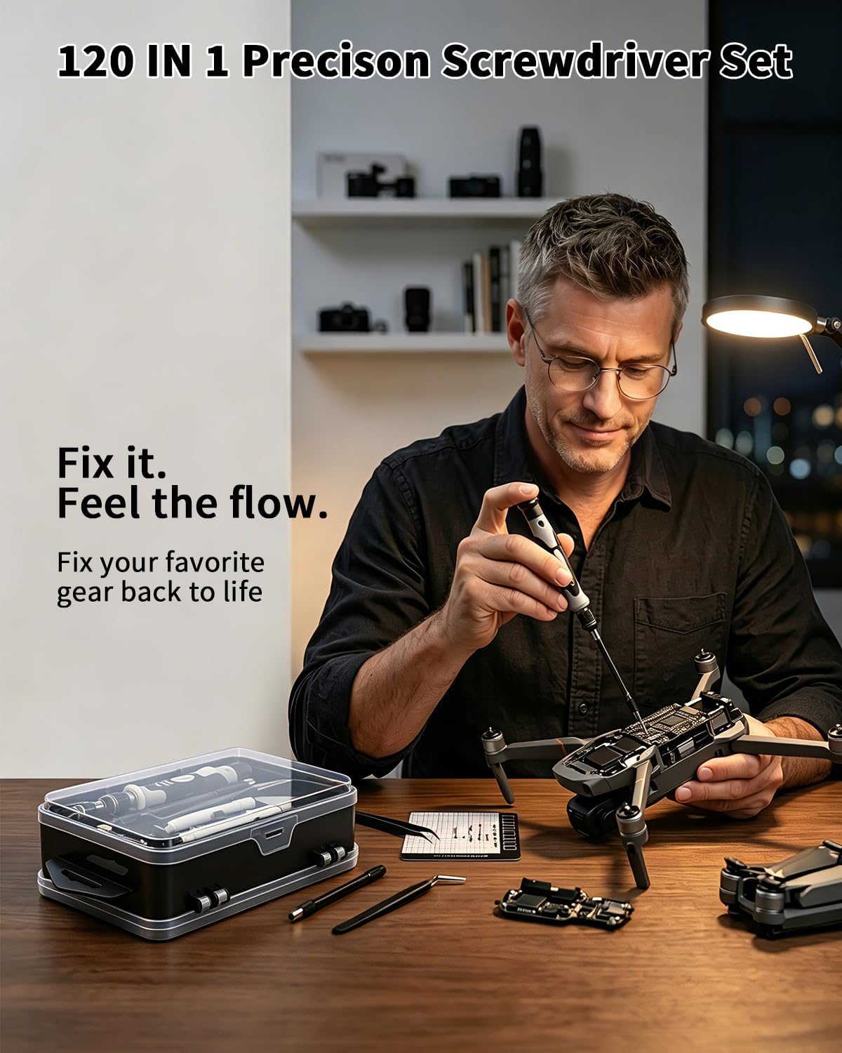 SHOWPIN Precision Computer Screwdriver Kit: 122PCS Laptop Screwdriver Sets | 101 Magnetic Drill Bits,