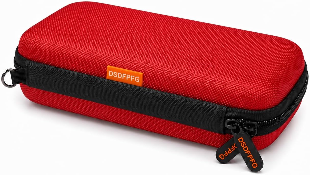 Small Hard Shell EVA Zipper Carrying Case for Electronic Accessories, Red | Portable Protective Universal Travel Case Pouch Bag for Power Bank, External Hard Drive, Charger, Cell Phone, USB Cable