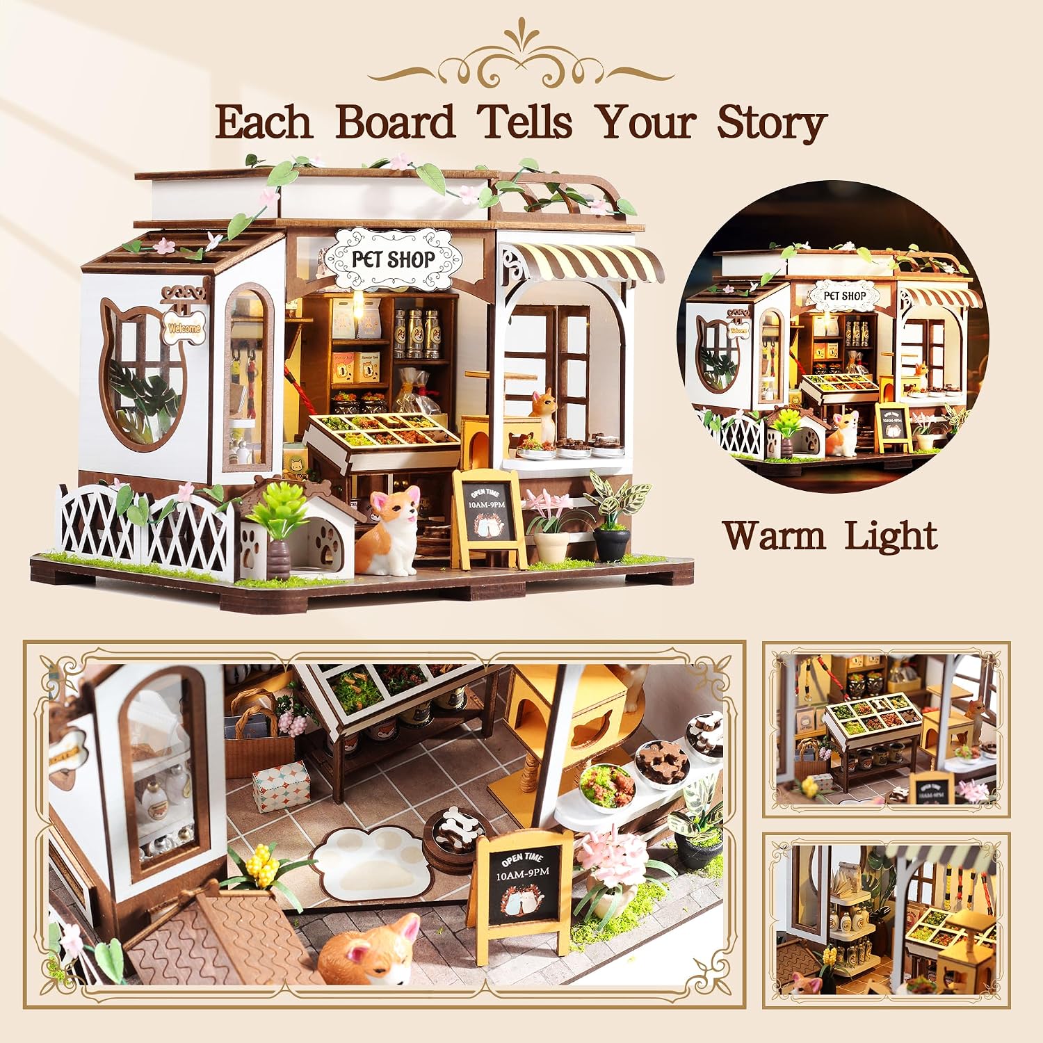 DIY Miniature Pet Shop Book Nook Kit — 3D Wooden Puzzle