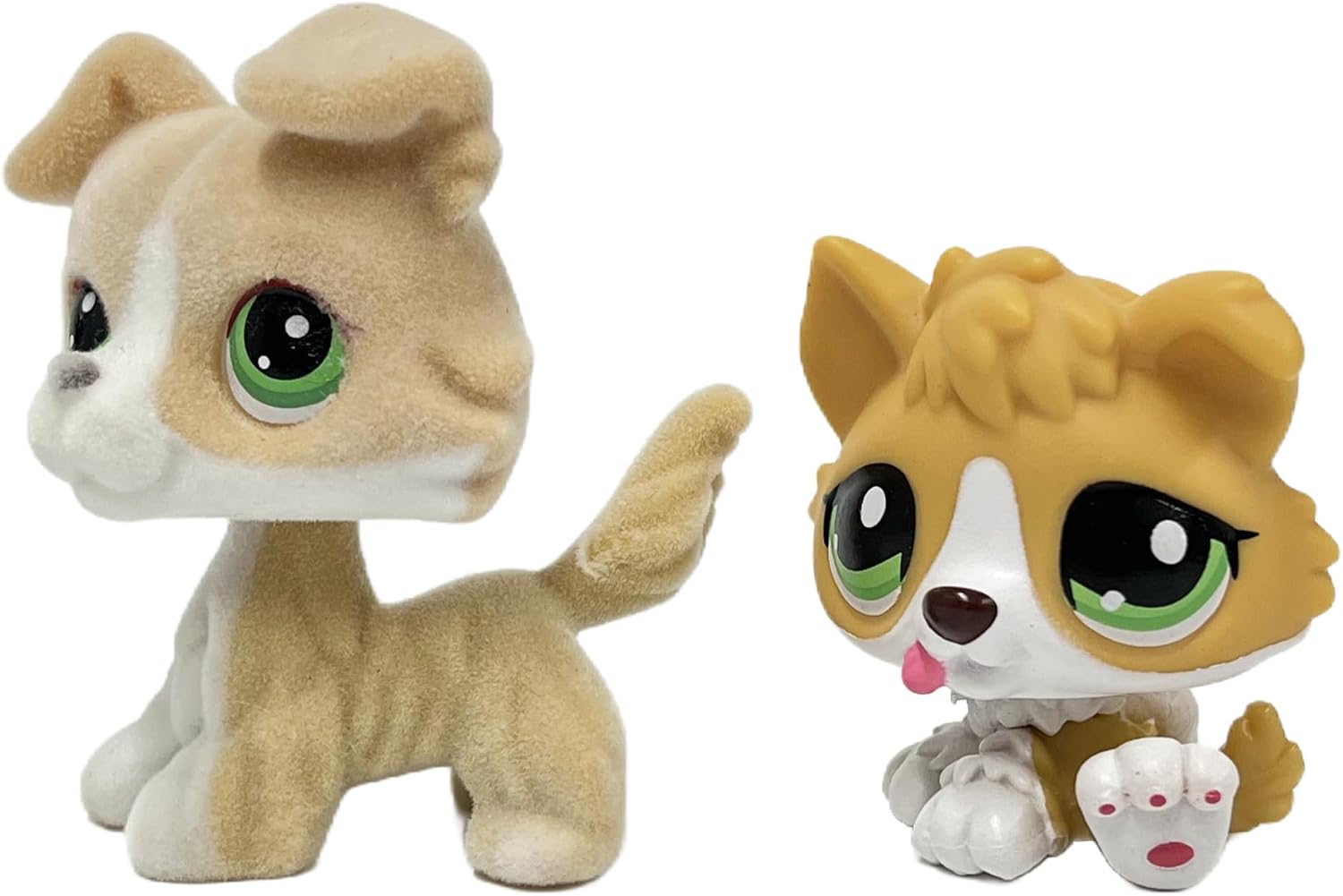 Flocked Dog and Puppy Figure Set — 2 Pieces, OOAK #272