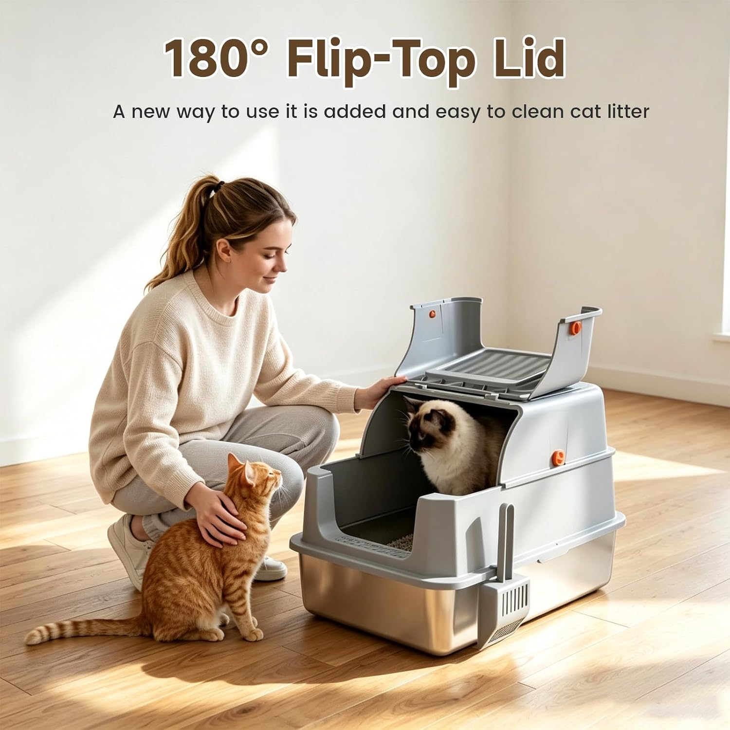 Safari Pets Gray Hooded Litter Box - Hình 2