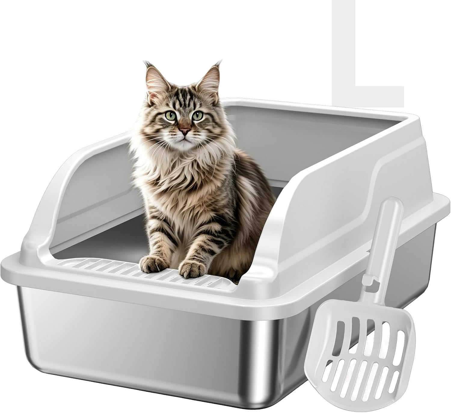 Safari Pets Stainless Steel Open Litter Pan with High Sides