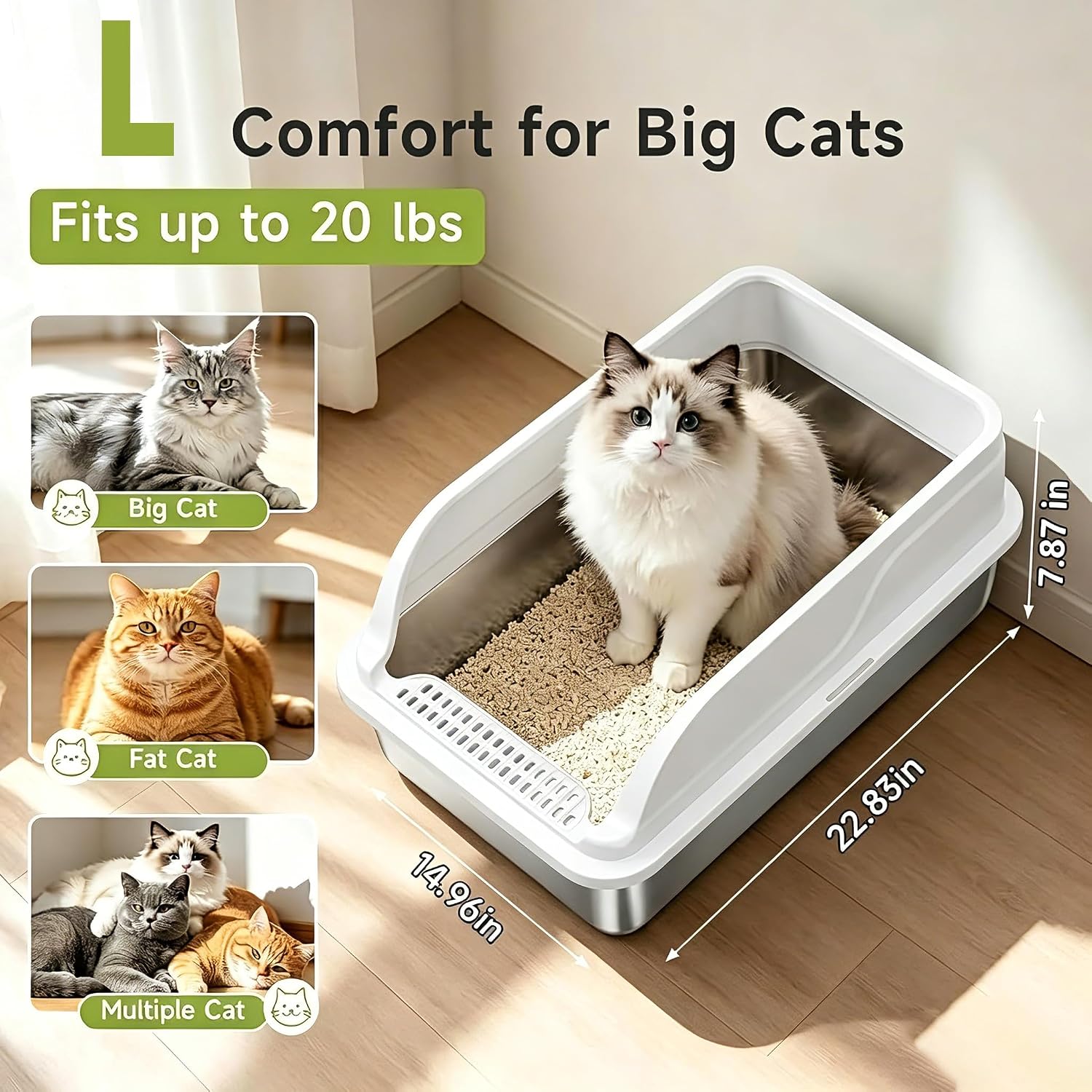 Safari Pets Stainless Steel Open Litter Pan - Hình 2