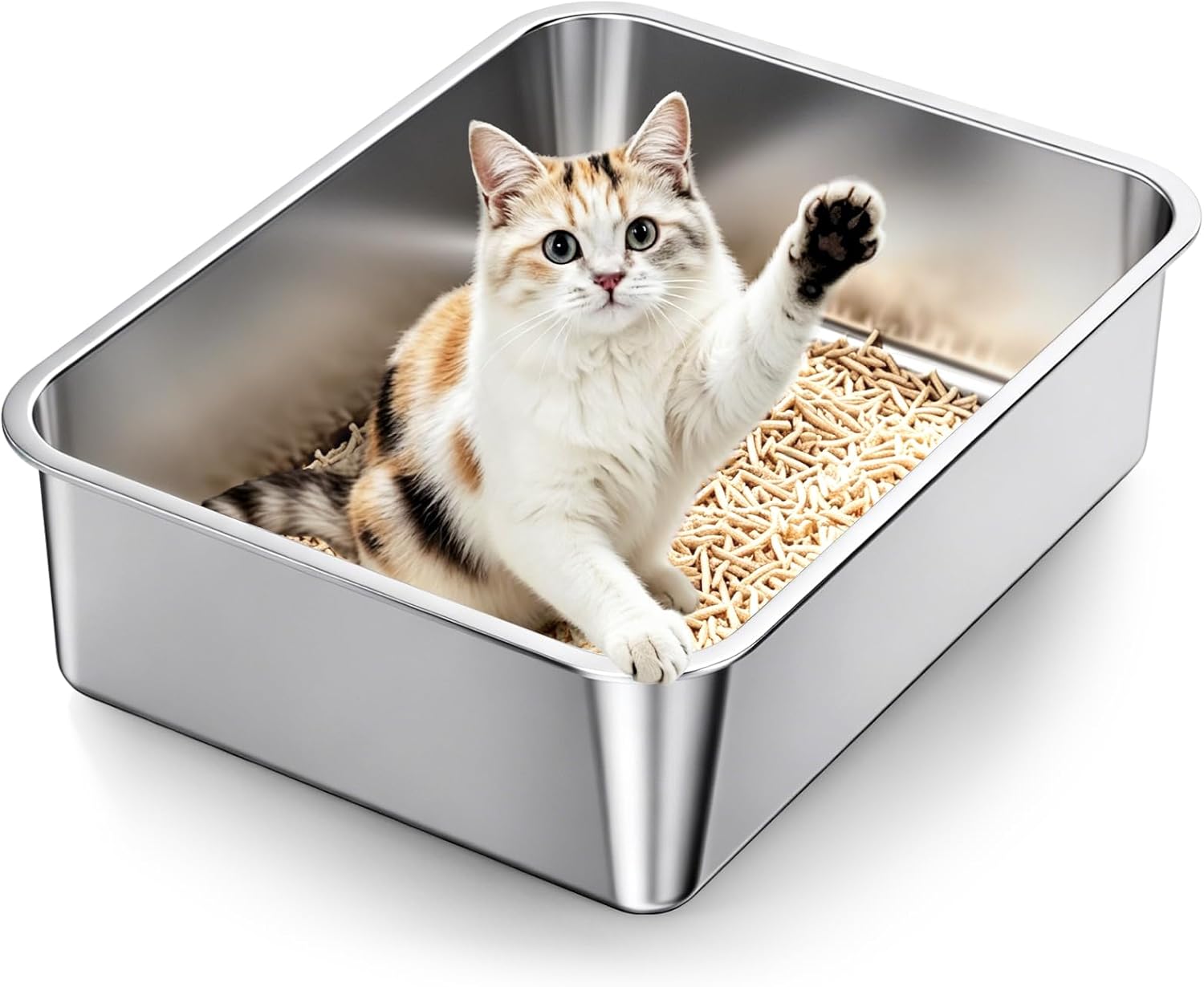 Safari Pets Stainless Steel Open Litter Box