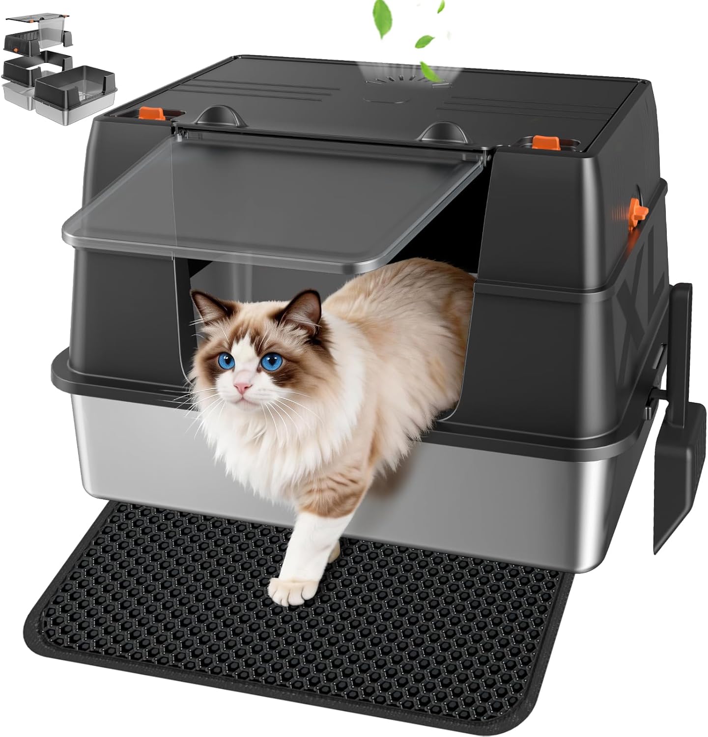 Safari Pets Enclosed Cat Litter Box with Wide Flip-Top Entry