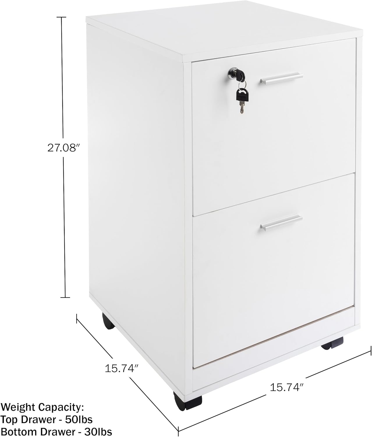 File Cabinet - 2-Drawer Cabinet with Lock and Deep Drawer Storage - Rolling Filing Cabinet for — view 2
