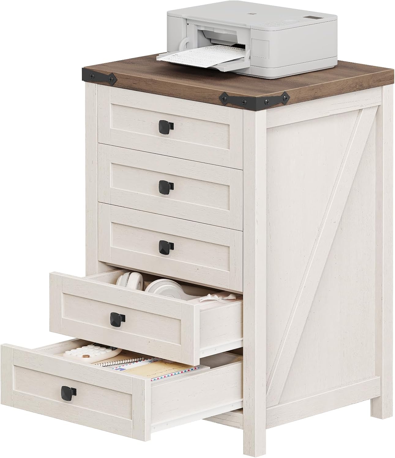Halitaa 5 Drawer Small File Cabinet, Farmhouse Vertical Filing Cabinet — view 8