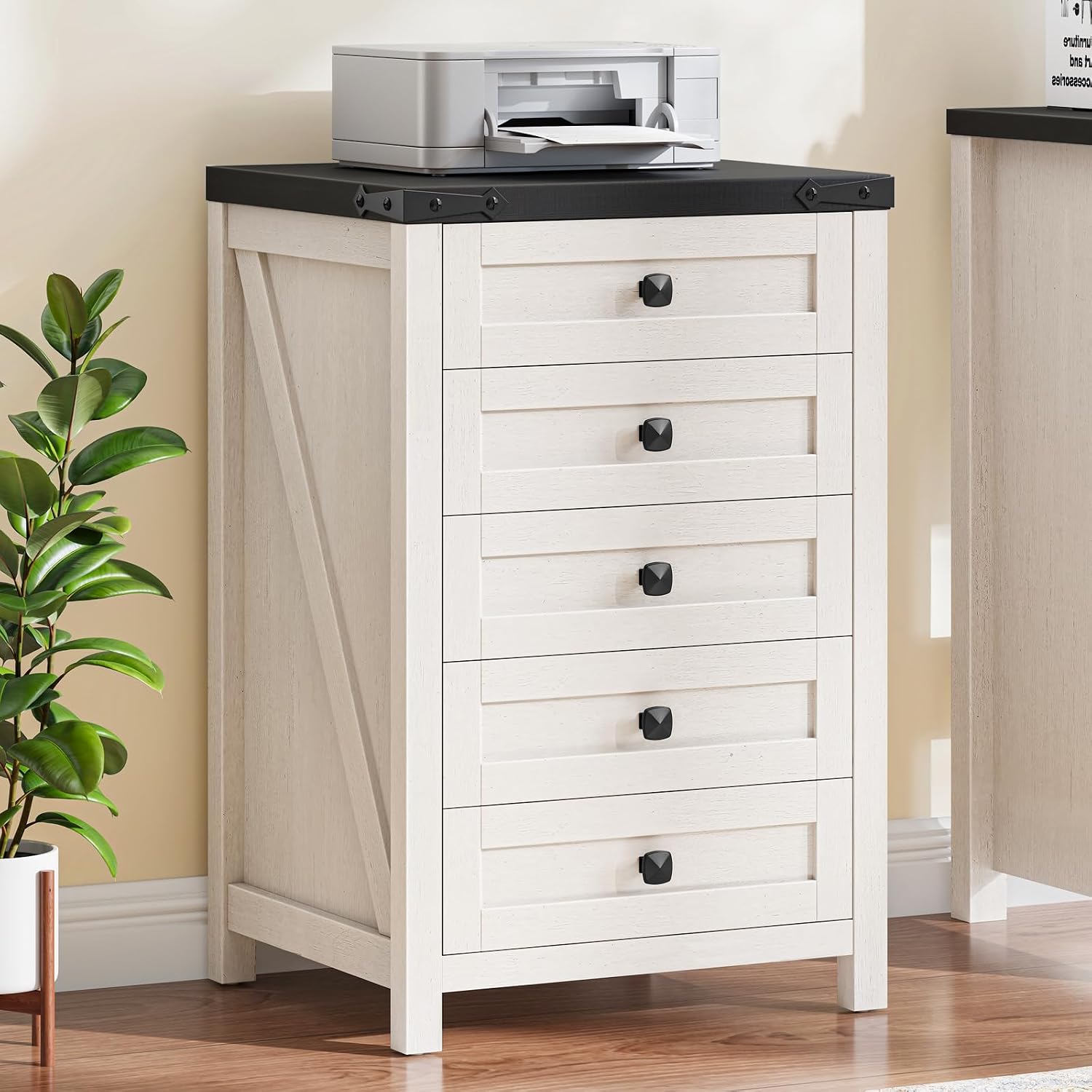 Halitaa 5 Drawer Small File Cabinet, Farmhouse Vertical Filing Cabinet — view 10