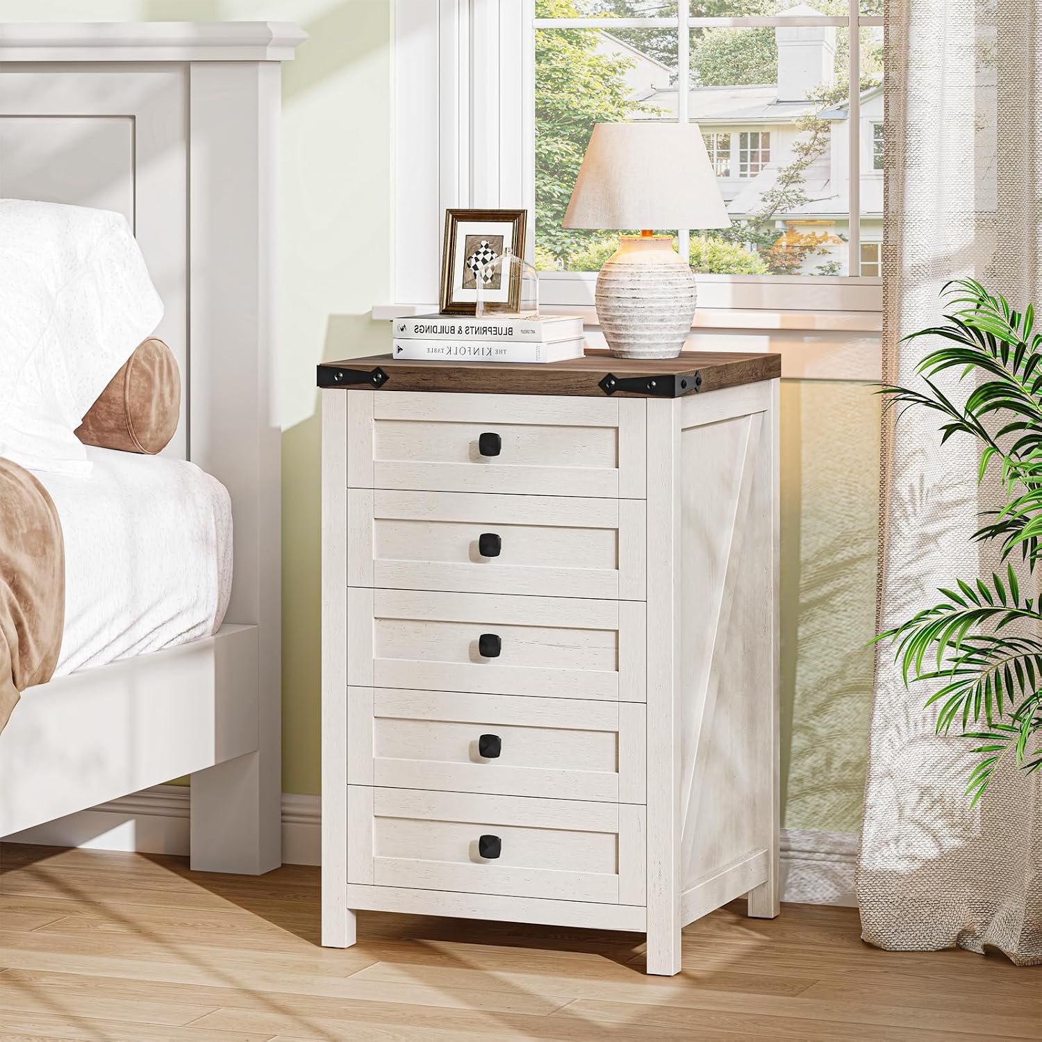Halitaa 5 Drawer Small File Cabinet, Farmhouse Vertical Filing Cabinet — view 3