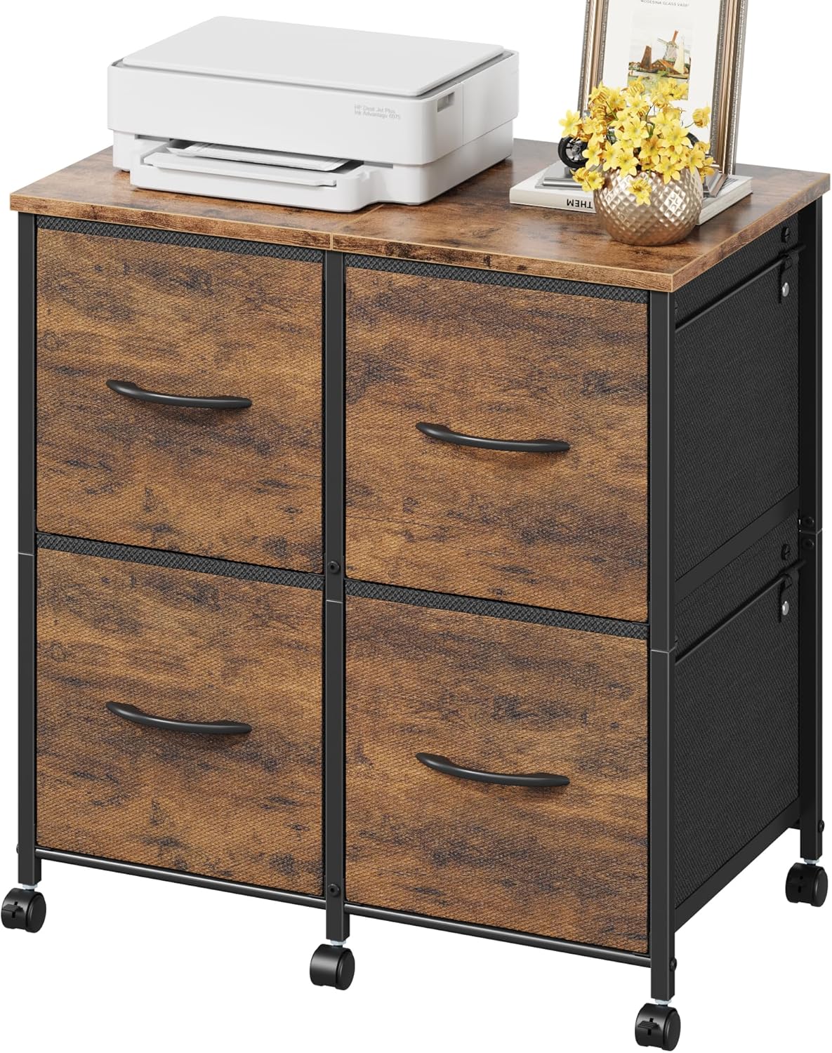 HIGDBFE 4 Drawer Mobile Lateral File Cabinet 23''W for Large Printer - Sturdy Metal Frame & Wood — view 10