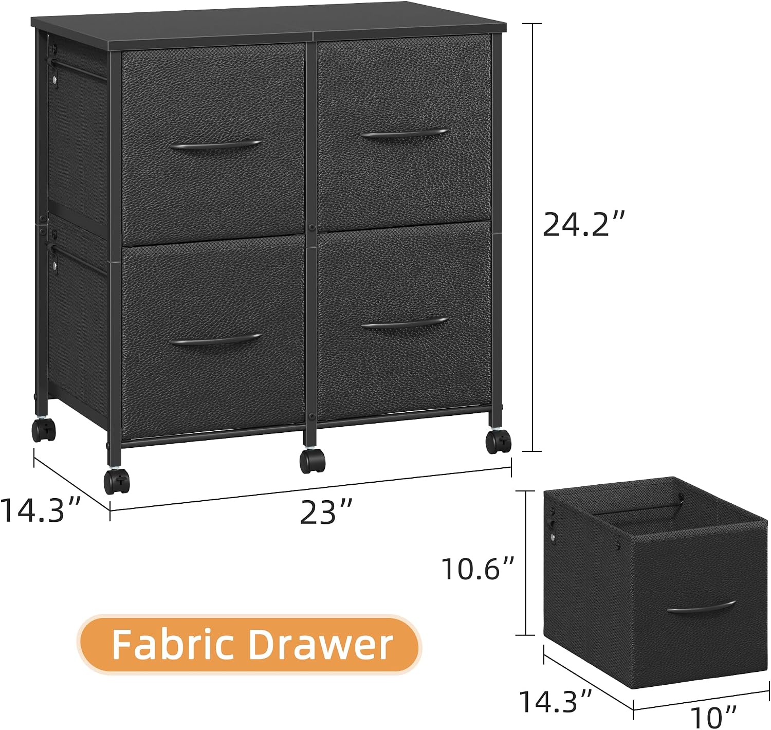 HIGDBFE 4 Drawer Mobile Lateral File Cabinet 23''W for Large Printer - Sturdy Metal Frame & Wood — view 2