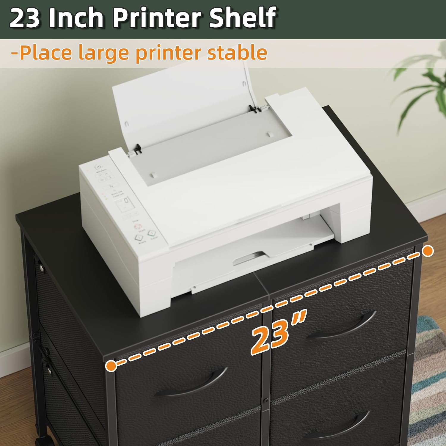 HIGDBFE 4 Drawer Mobile Lateral File Cabinet 23''W for Large Printer - Sturdy Metal Frame & Wood — view 5