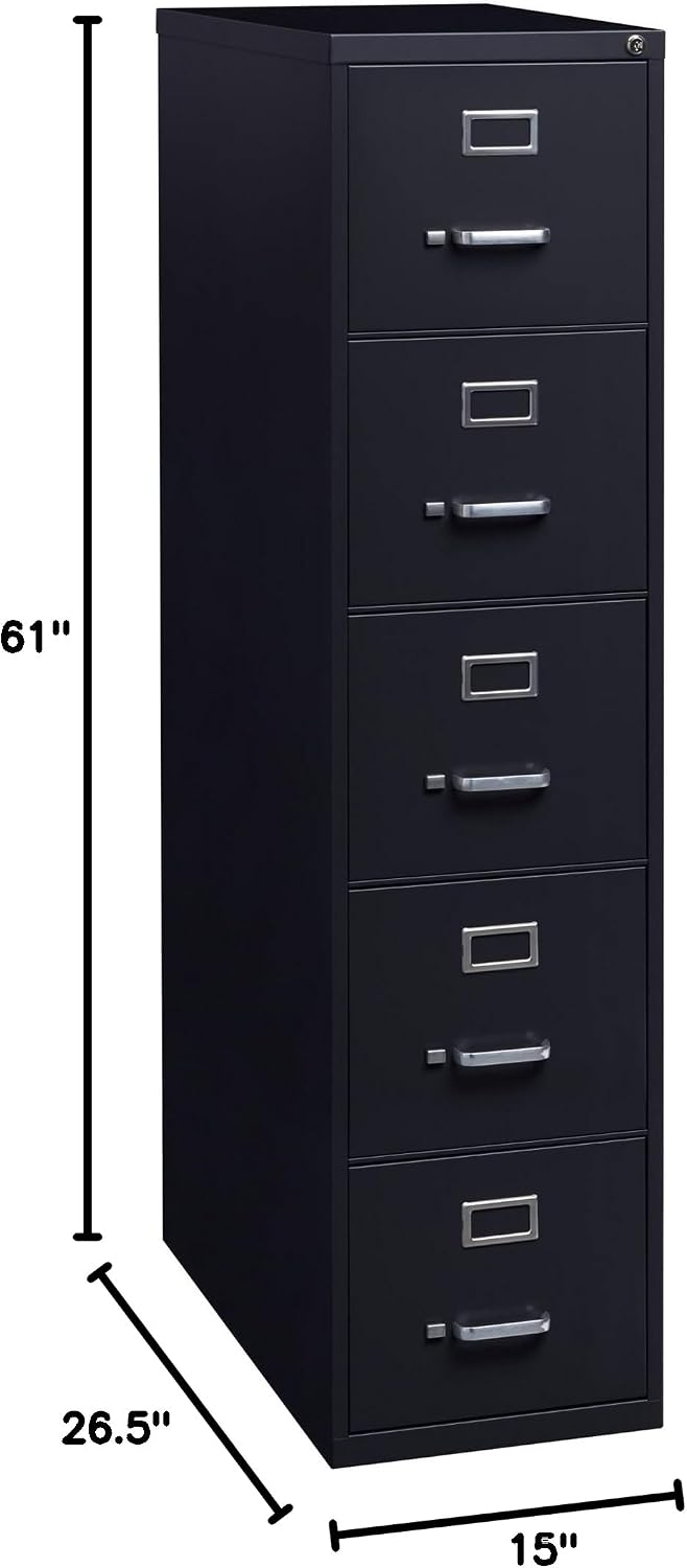 Lorell Commercial Grade Vertical File Cabinet - 5-Drawer, Black — view 2