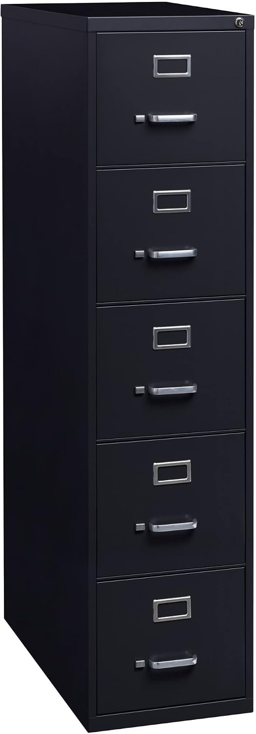 Lorell Commercial Grade Vertical File Cabinet - 5-Drawer, Black