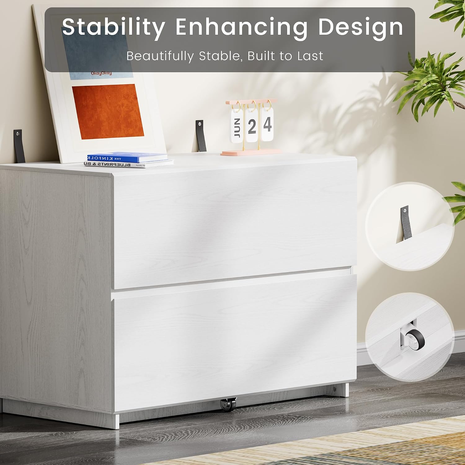 ModernMate 2 Drawer Lateral File Cabinet for Home Office, 31.5W*28.7H - Wood Filing Cabinet with — view 8