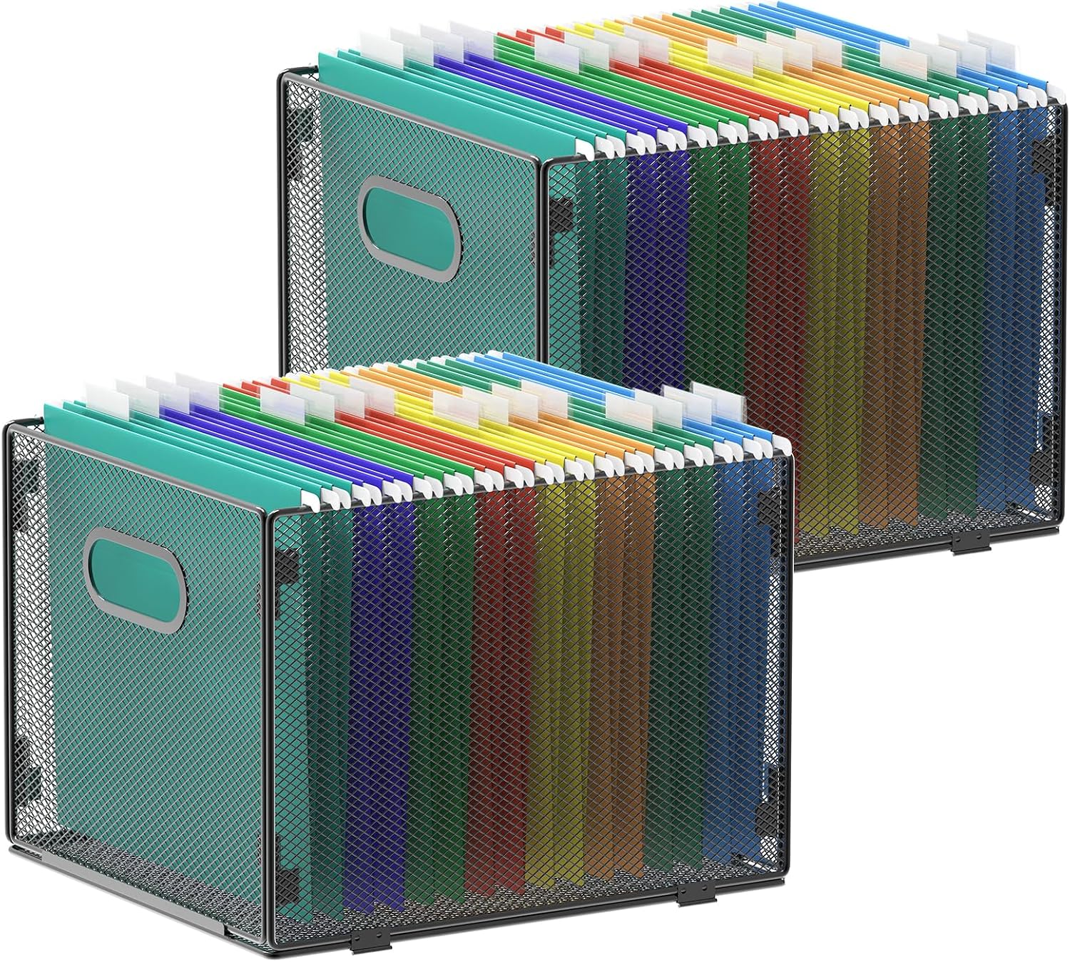 samstar 2 Pack Hanging File Organizer, Mesh File Folder Box Filing Box File Cabinet Organizer