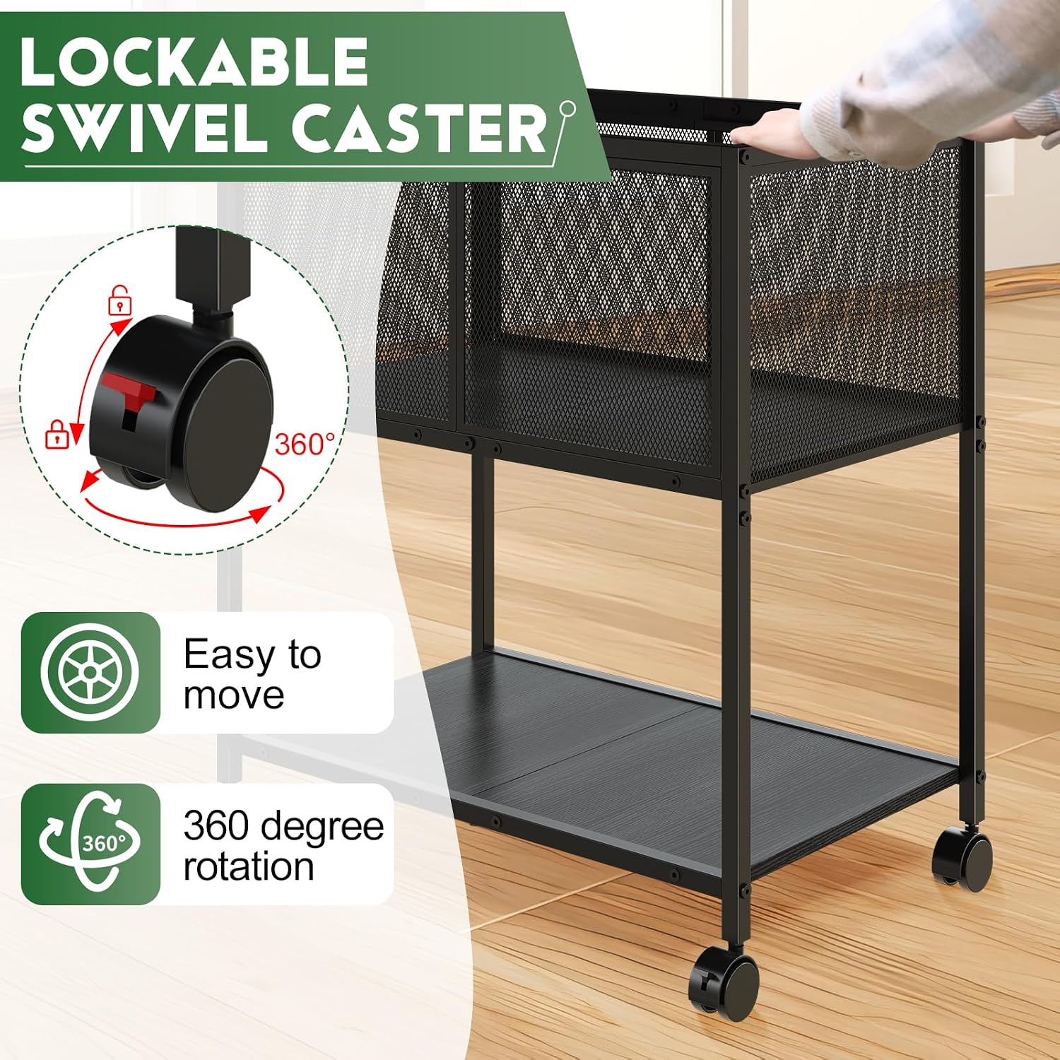 Sbanmao Rolling File Cart, Mobile File Cabinet with Wheels Hanging Files, Metal Hanging File Folder — view 5