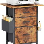 Mexin 3 Drawer File Cabinet with 22'' Extended Desktop, Mobile Filing Cabinet, Printer Stand