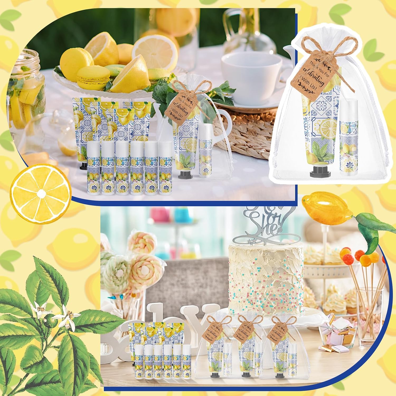 Lemon Mediterranean Hand Cream Lip Balm Favors - Hình 5