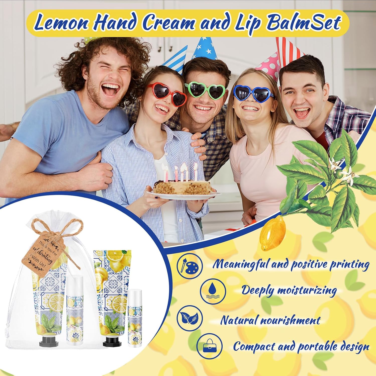 Lemon Mediterranean Hand Cream Lip Balm Favors - Hình 6