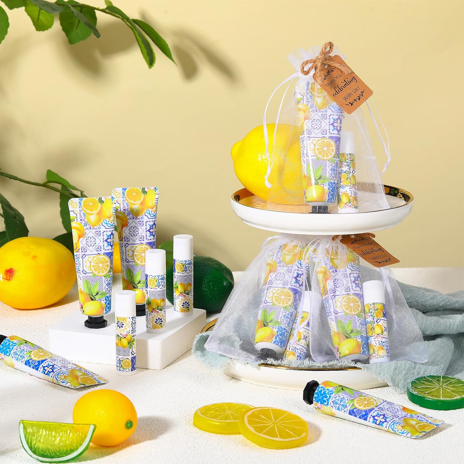 Lemon Mediterranean Hand Cream Lip Balm Favors - Hình 3