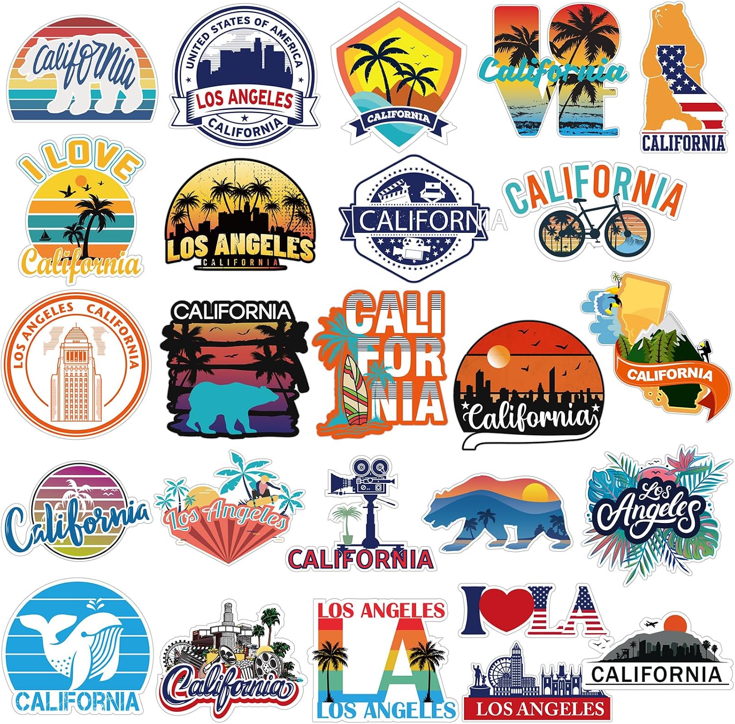 California Theme Vinyl Stickers