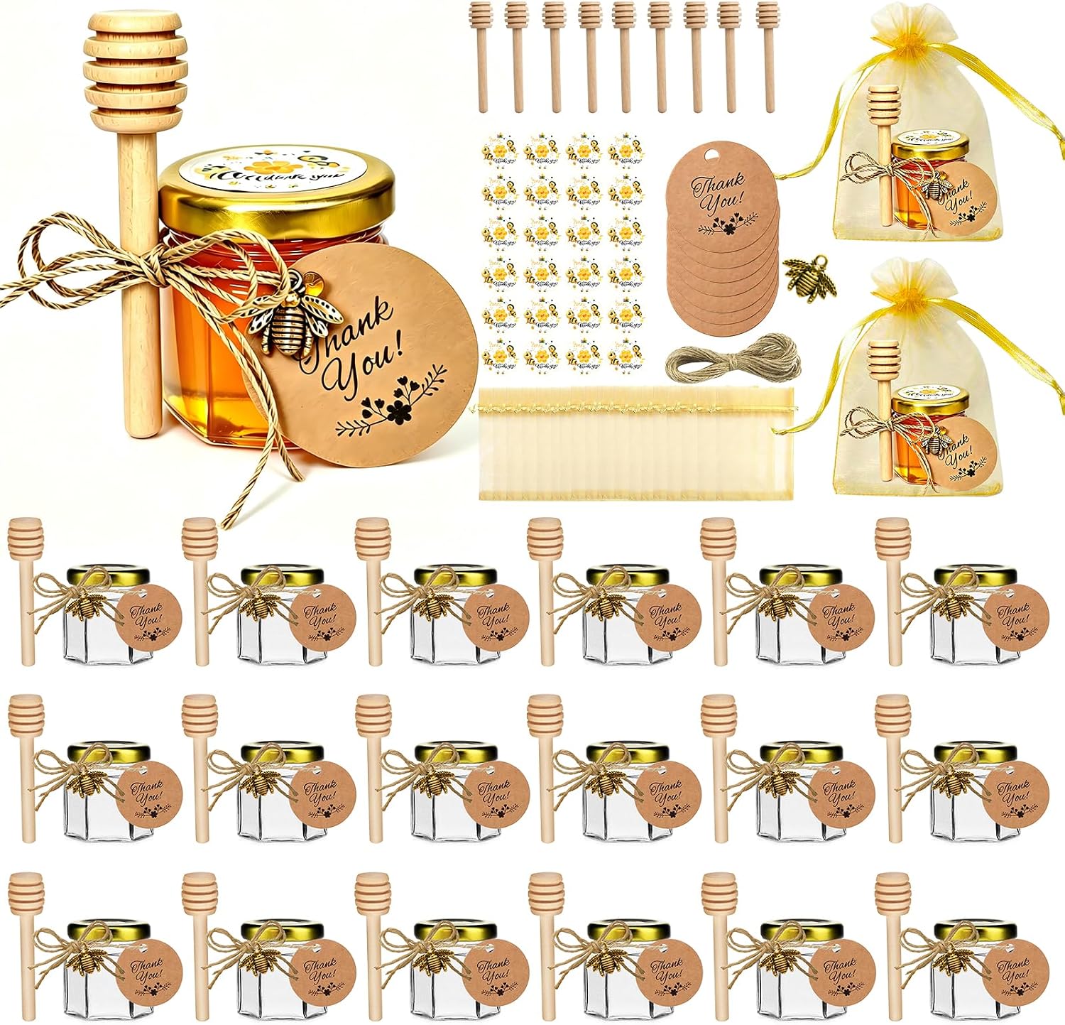 Mini Hexagon Honey Jar Favors