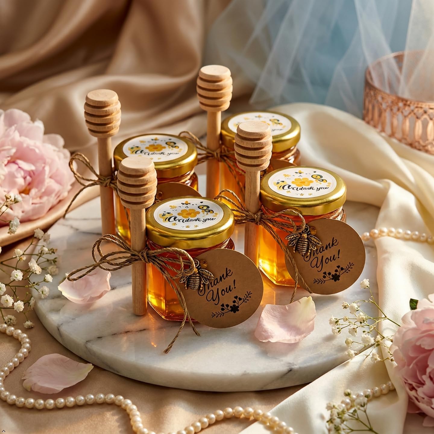 Mini Hexagon Honey Jar Favors - Hình 2