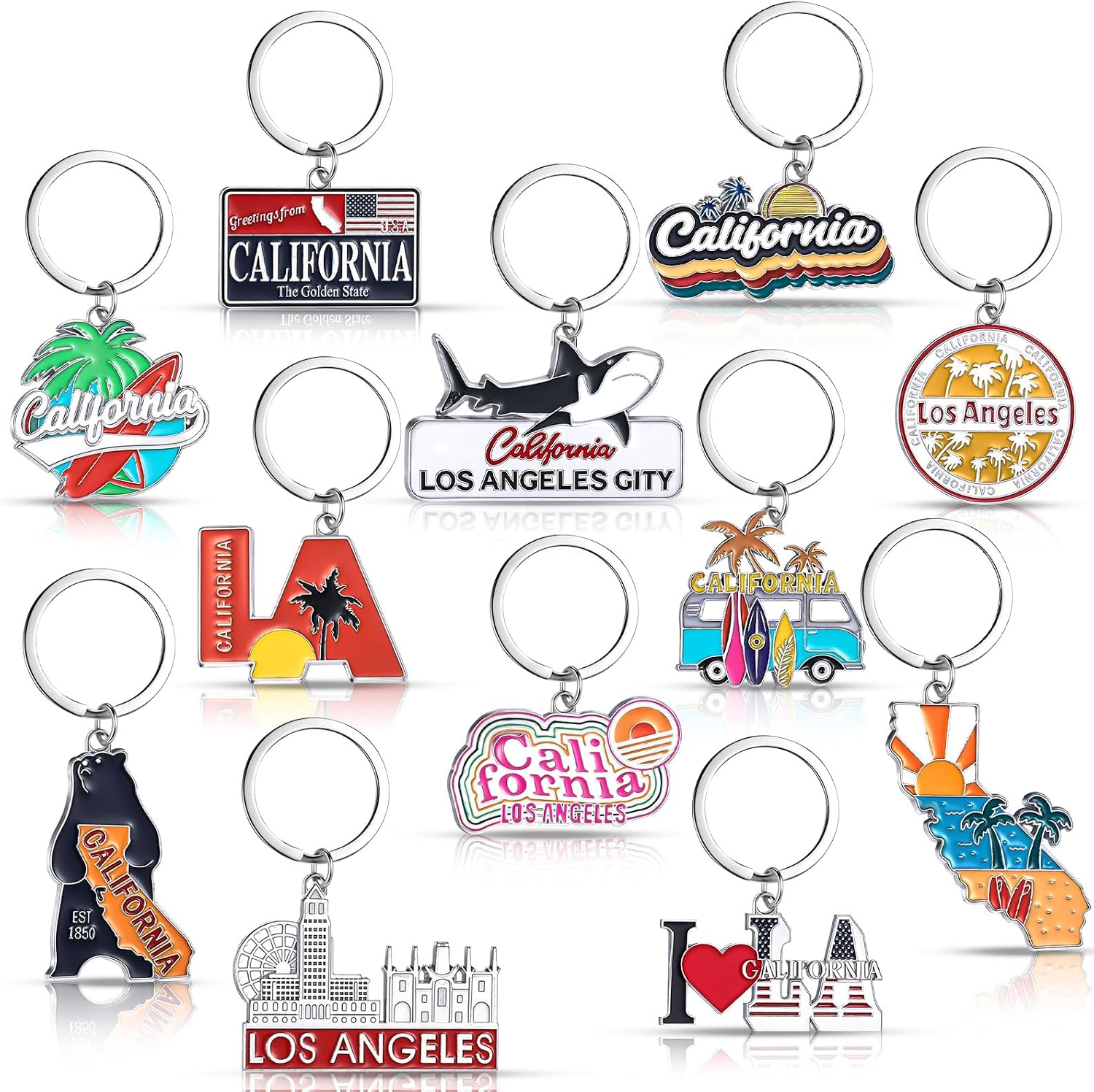 California Souvenir Keychains - Golden State Metal Keyrings