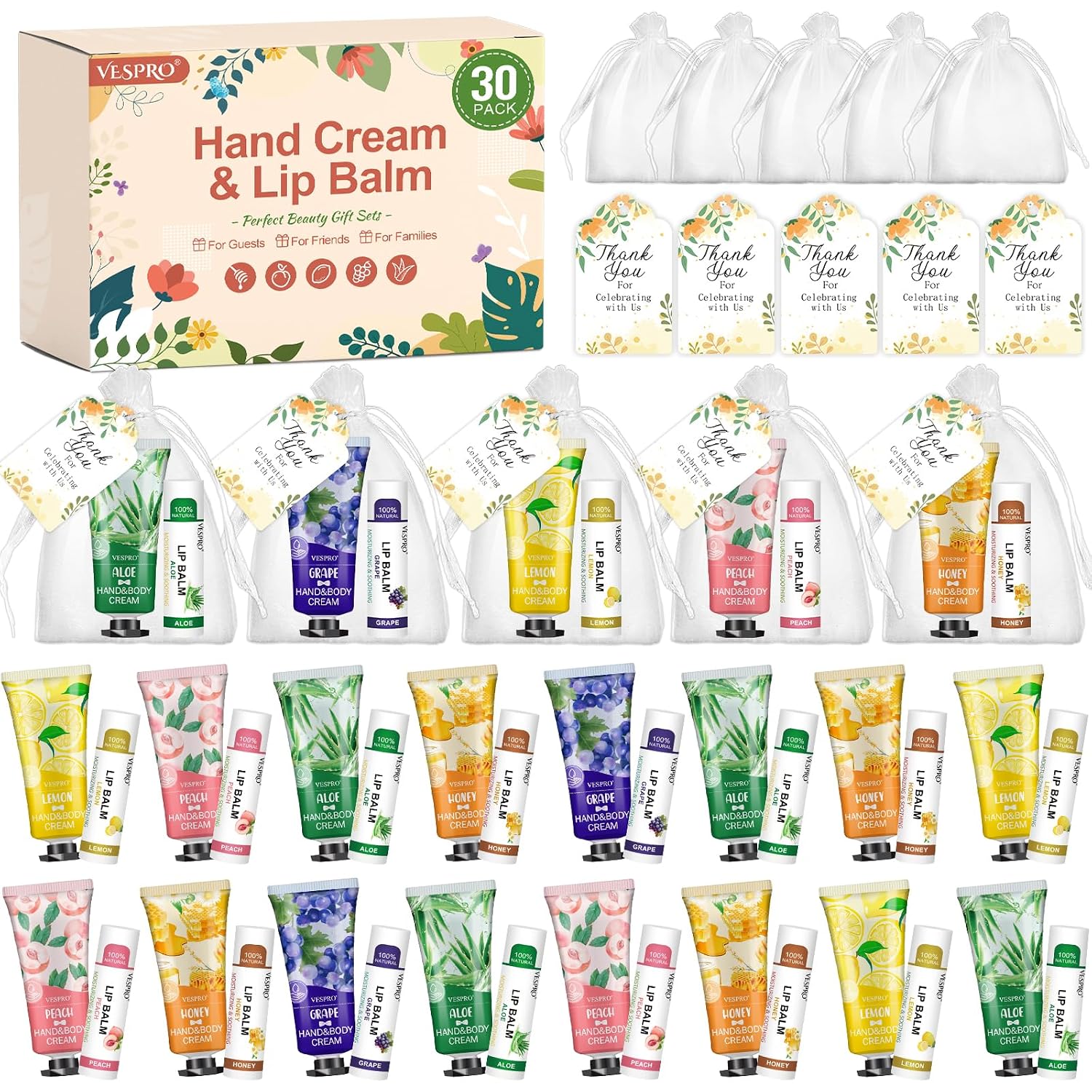 Vespro Assorted Hand Cream & Lip Balm Set