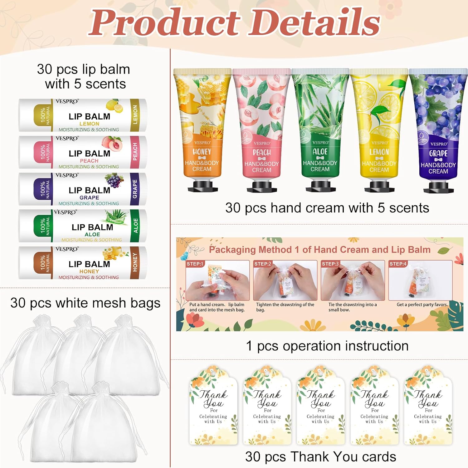 Vespro Assorted Hand Cream & Lip Balm Set - Hình 2
