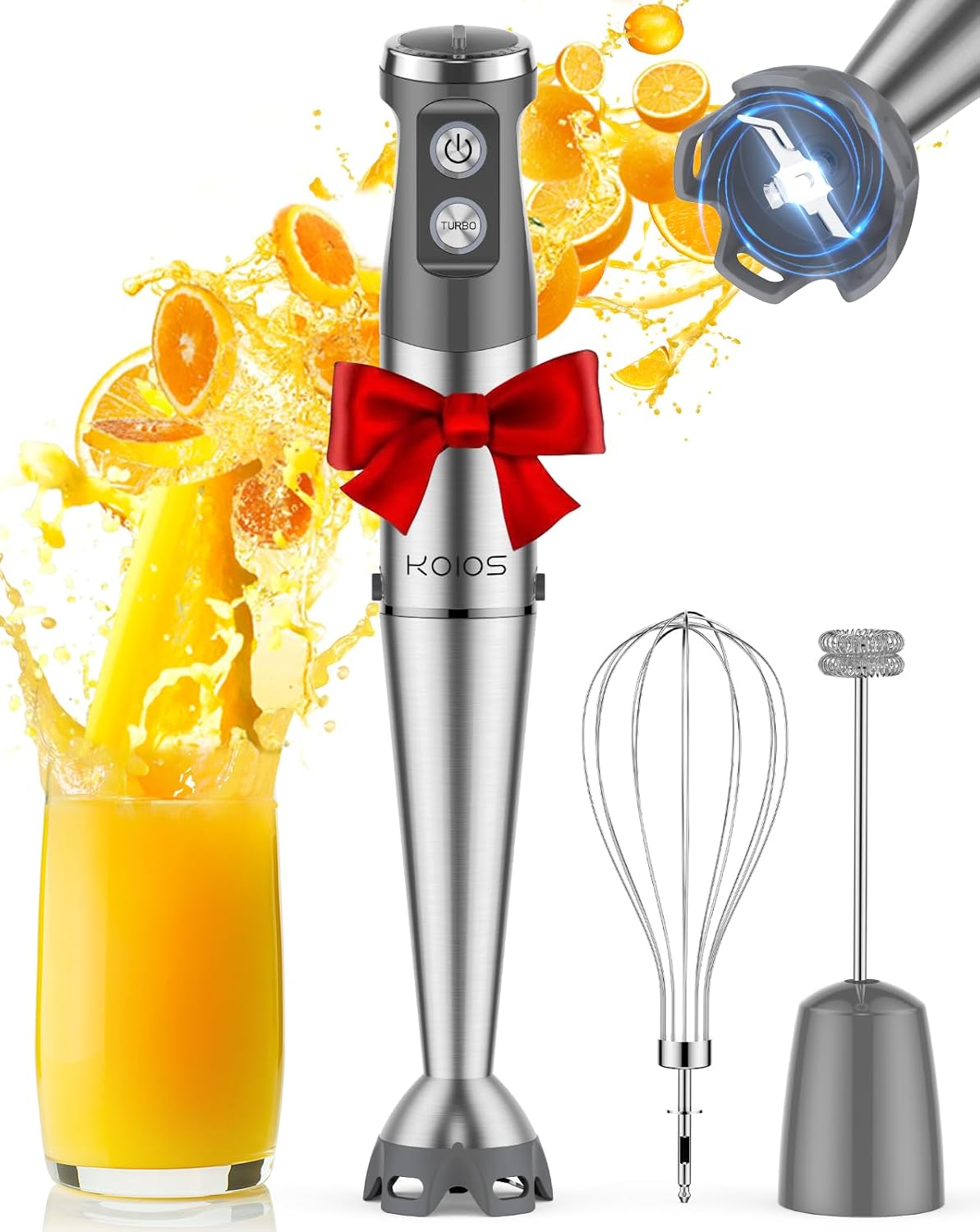 KOIOS 1000W Immersion Hand Blender with Whisk & Frother